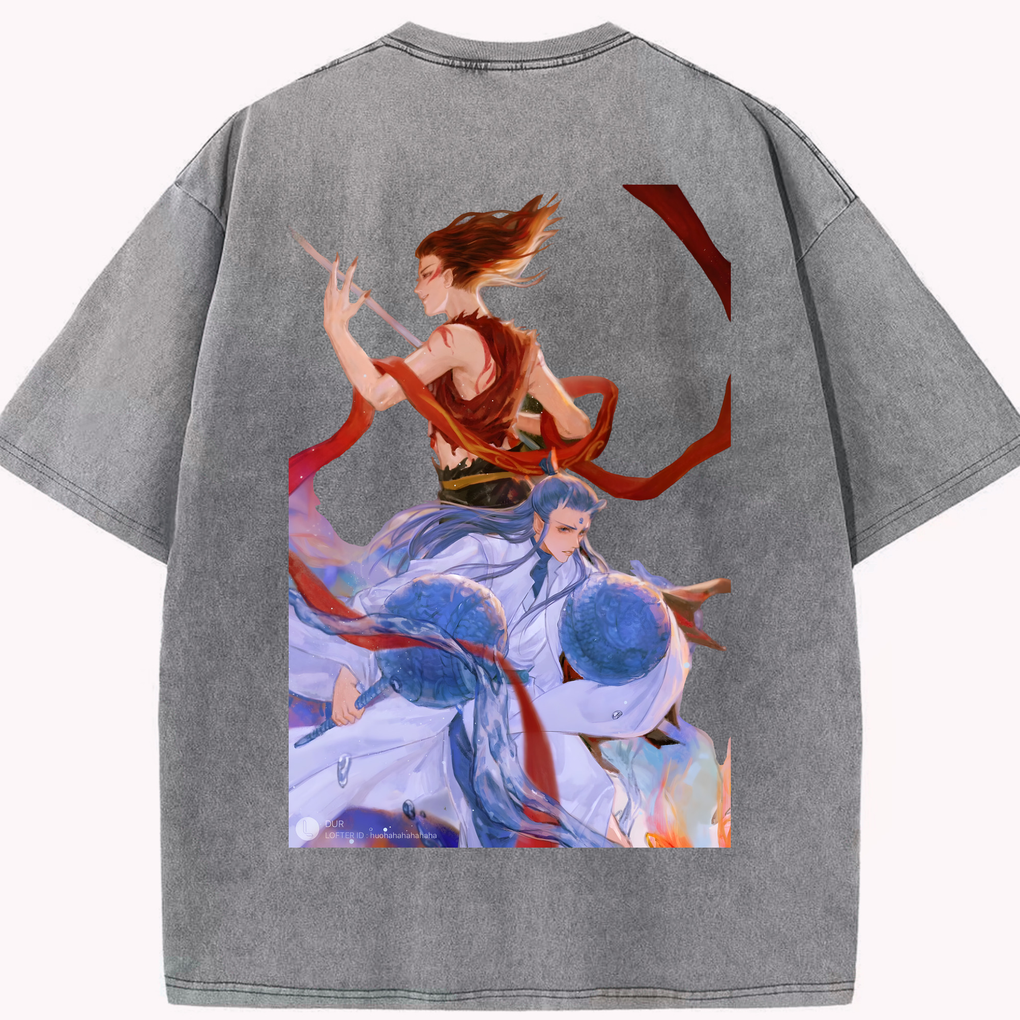 （画像用） Ne Zha 2 ナタ 魔童の大暴れ 綿100% ヴィンテージ風 半袖Tシャツ（背面プリント）