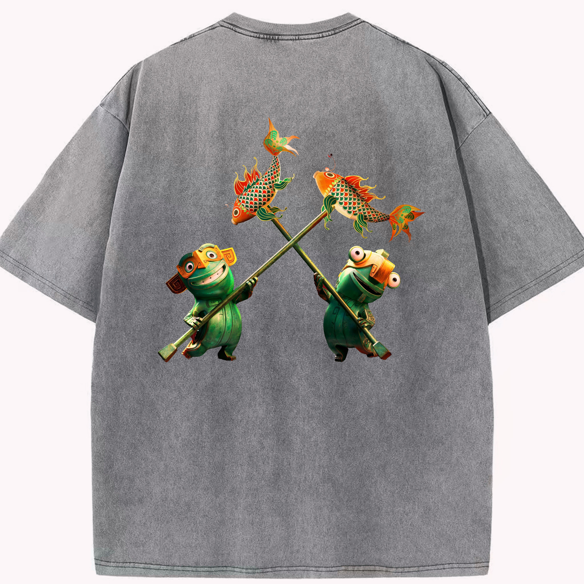 （画像用） Ne Zha 2 ナタ 魔童の大暴れ 綿100% ヴィンテージ風 半袖Tシャツ（背面プリント）