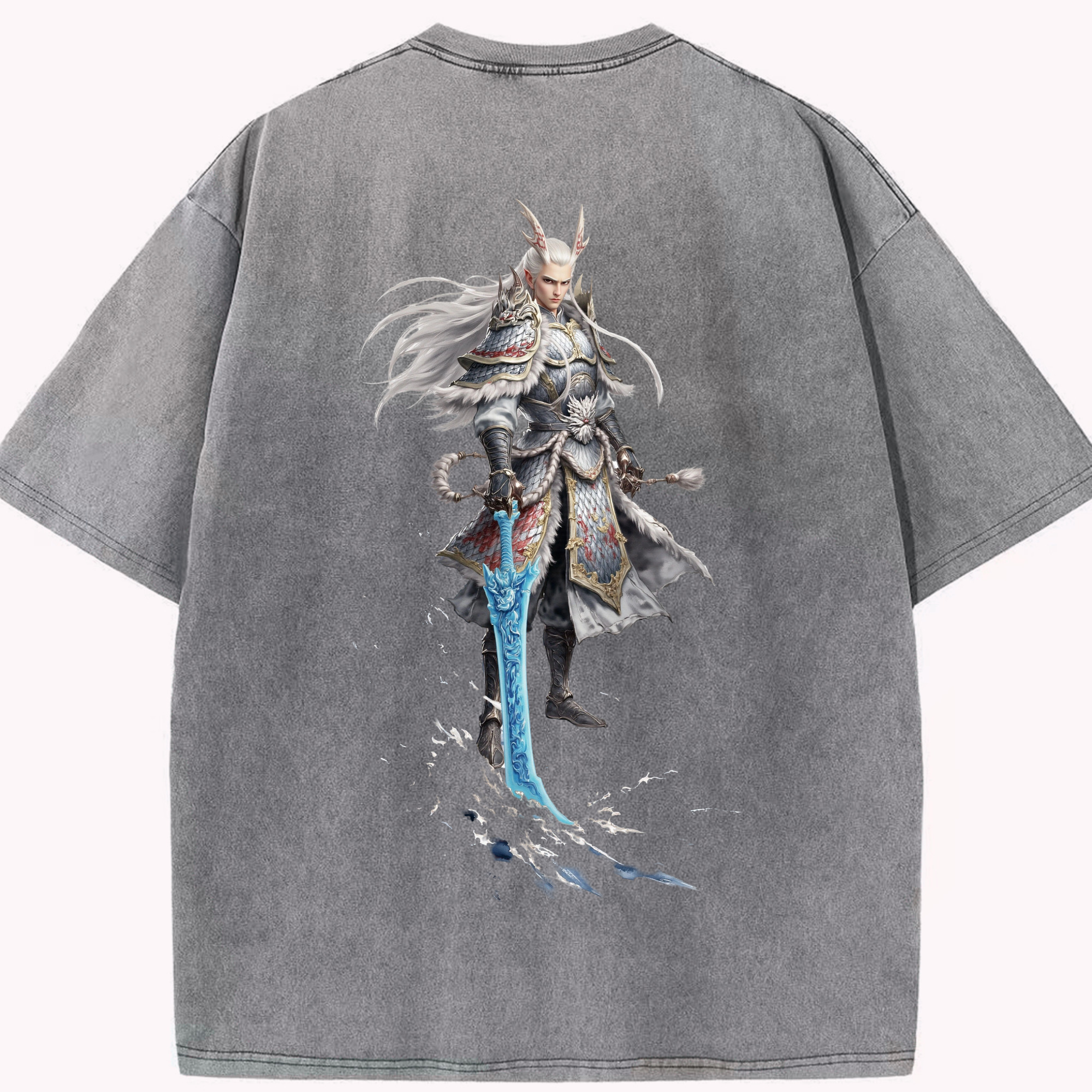 （画像用） Ne Zha 2 ナタ 魔童の大暴れ 綿100% ヴィンテージ風 半袖Tシャツ（背面プリント）