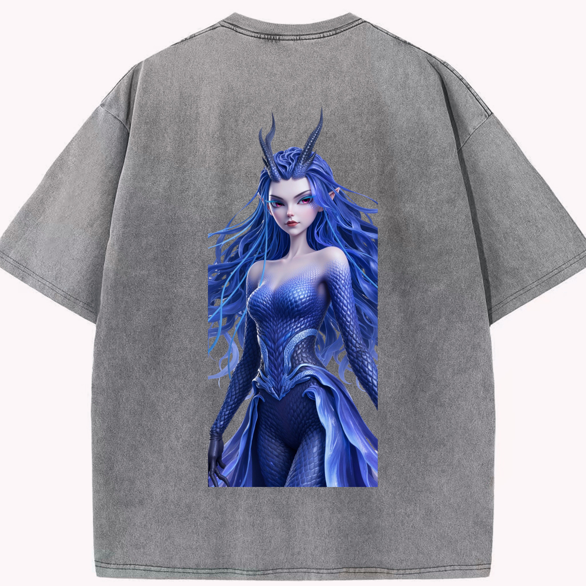 （画像用） Ne Zha 2 ナタ 魔童の大暴れ 綿100% ヴィンテージ風 半袖Tシャツ（背面プリント）