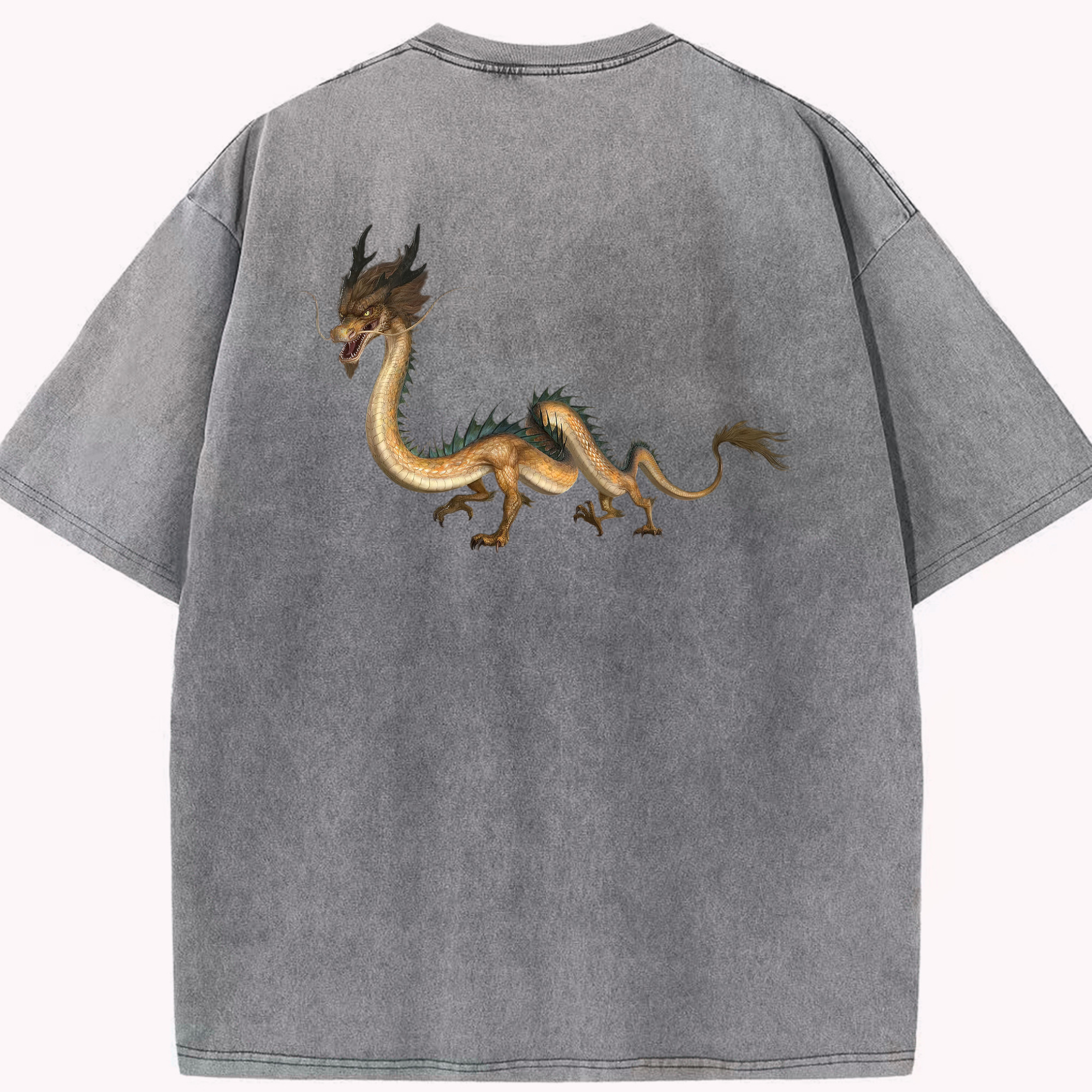 （画像用） Ne Zha 2 ナタ 魔童の大暴れ 綿100% ヴィンテージ風 半袖Tシャツ（背面プリント）