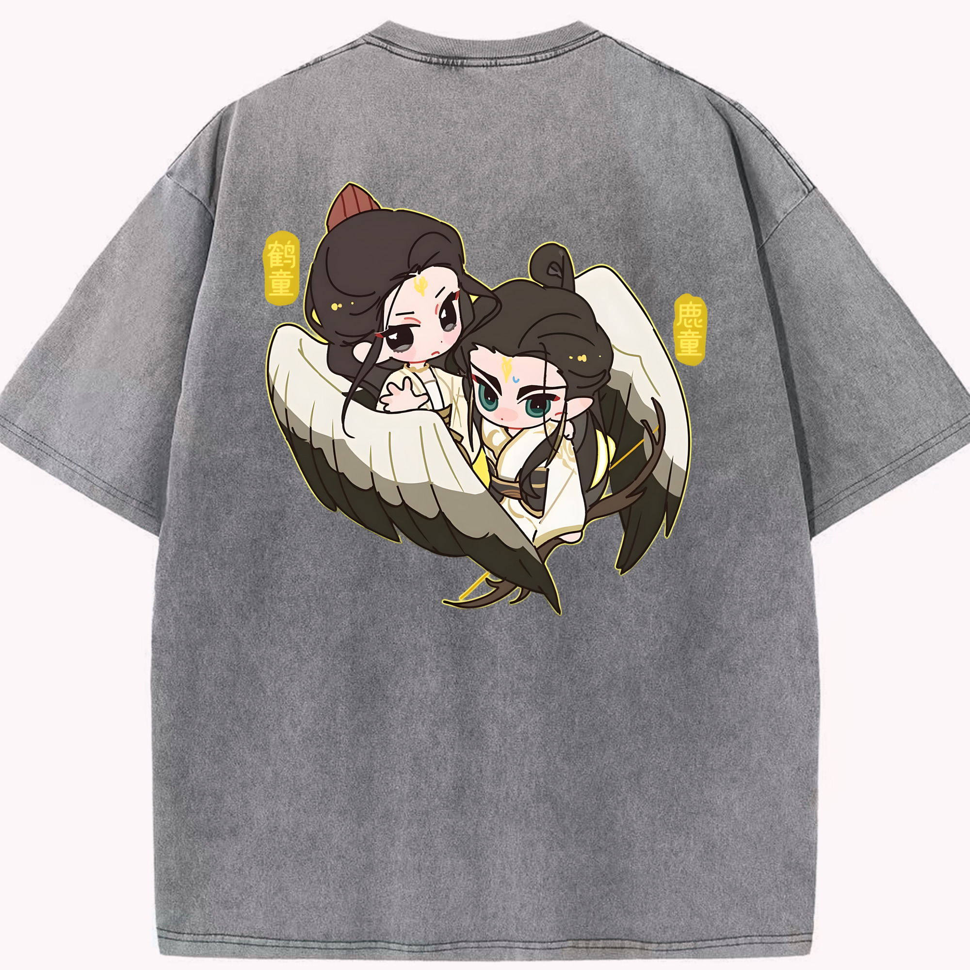 （画像用） Ne Zha 2 ナタ 魔童の大暴れ 綿100% ヴィンテージ風 半袖Tシャツ（背面プリント）