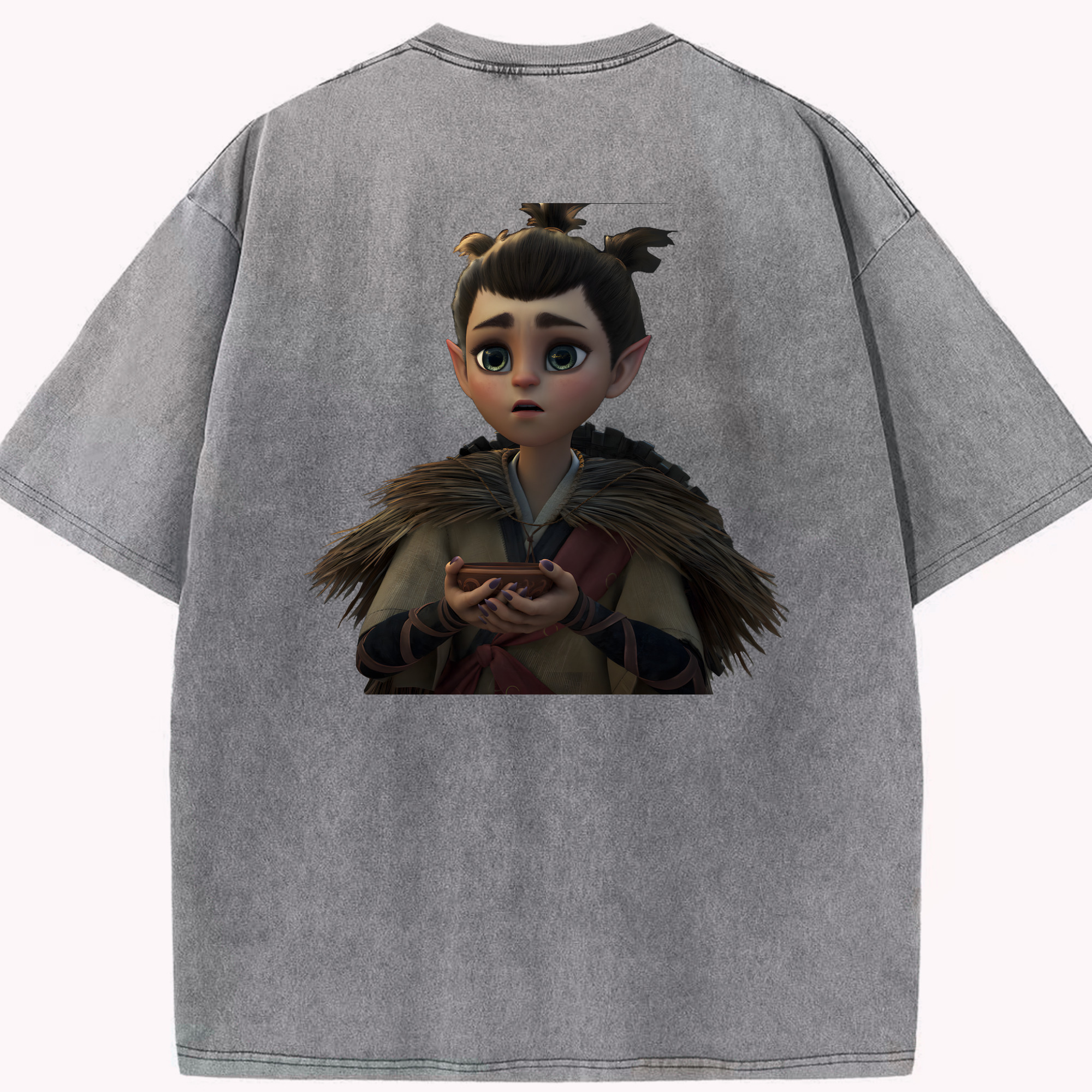 （画像用） Ne Zha 2 ナタ 魔童の大暴れ 綿100% ヴィンテージ風 半袖Tシャツ（背面プリント）