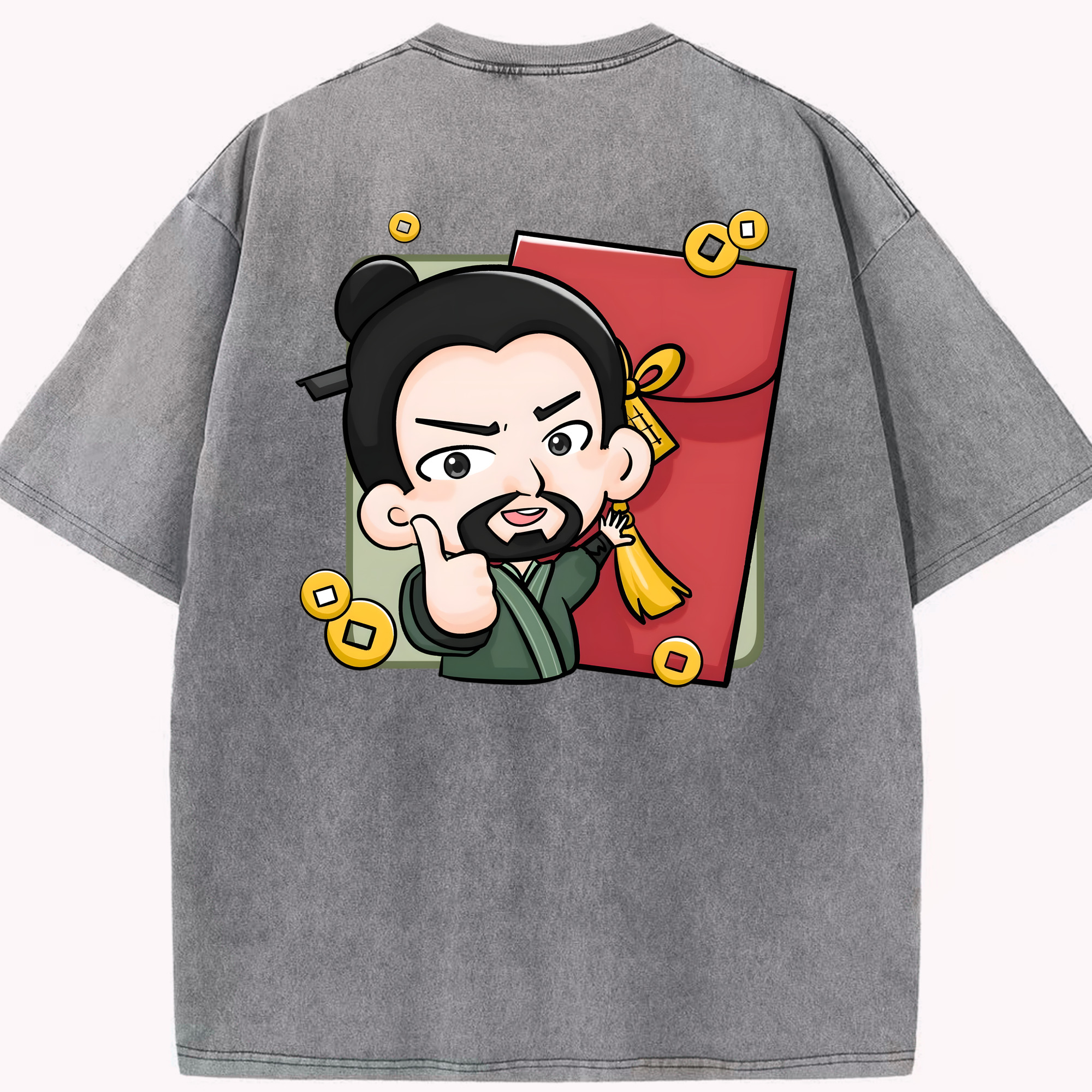 （画像用） Ne Zha 2 ナタ 魔童の大暴れ 綿100% ヴィンテージ風 半袖Tシャツ（背面プリント）