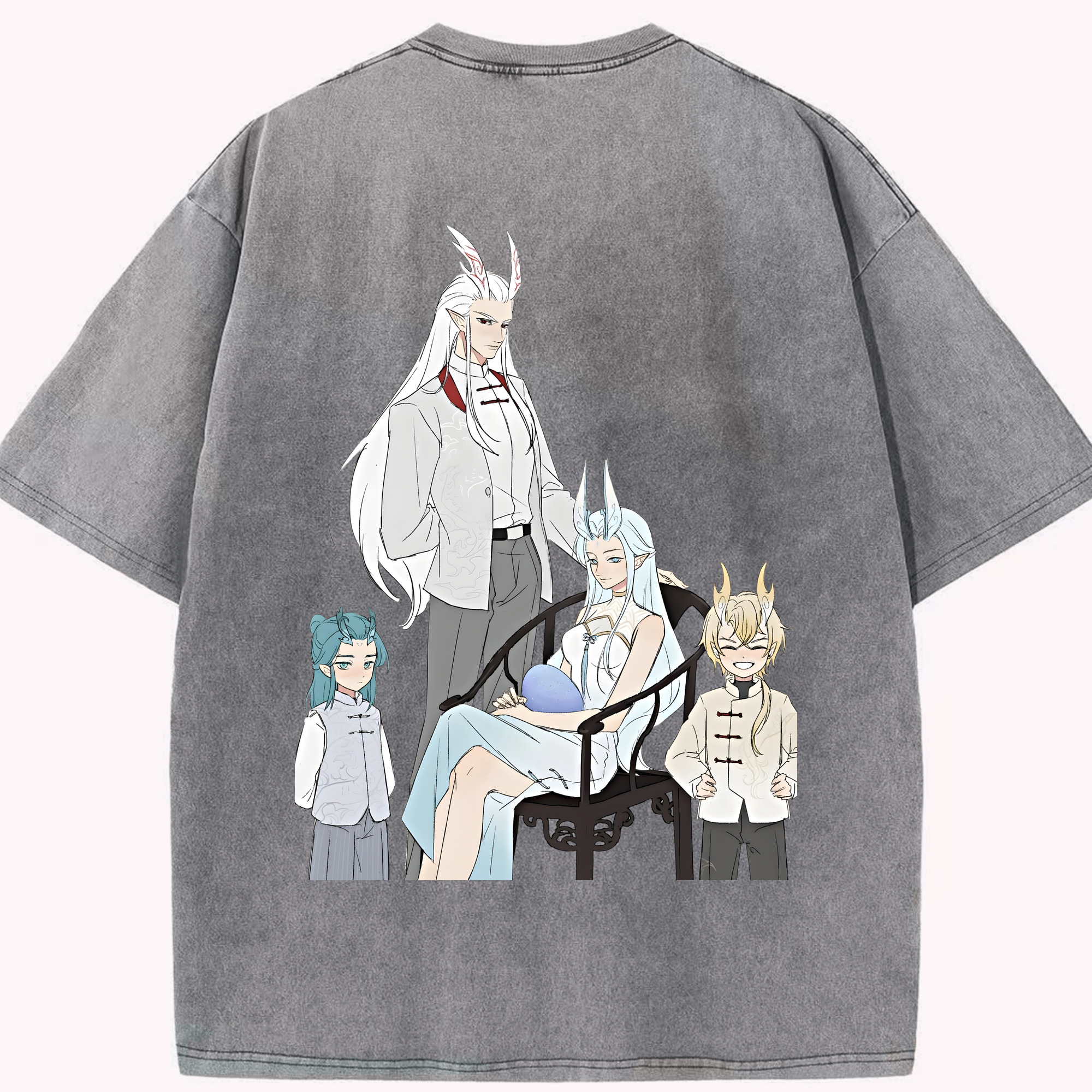 （画像用） Ne Zha 2 ナタ 魔童の大暴れ 綿100% ヴィンテージ風 半袖Tシャツ（背面プリント）