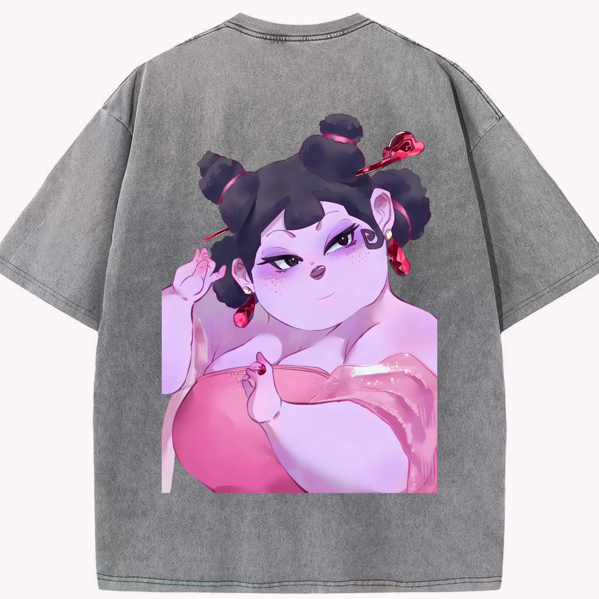 （画像用） Ne Zha 2 ナタ 魔童の大暴れ 綿100% ヴィンテージ風 半袖Tシャツ（背面プリント）