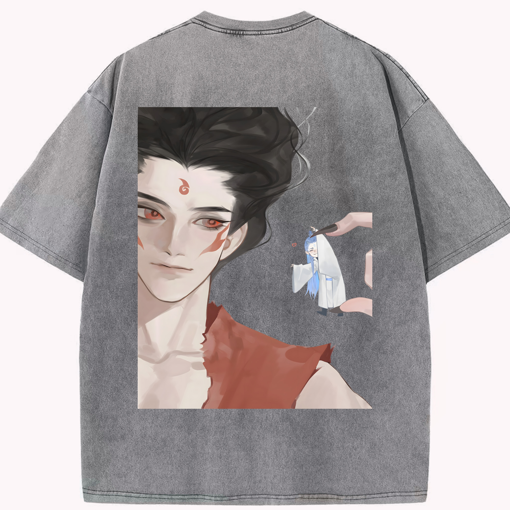 （画像用） Ne Zha 2 ナタ 魔童の大暴れ 綿100% ヴィンテージ風 半袖Tシャツ（背面プリント）