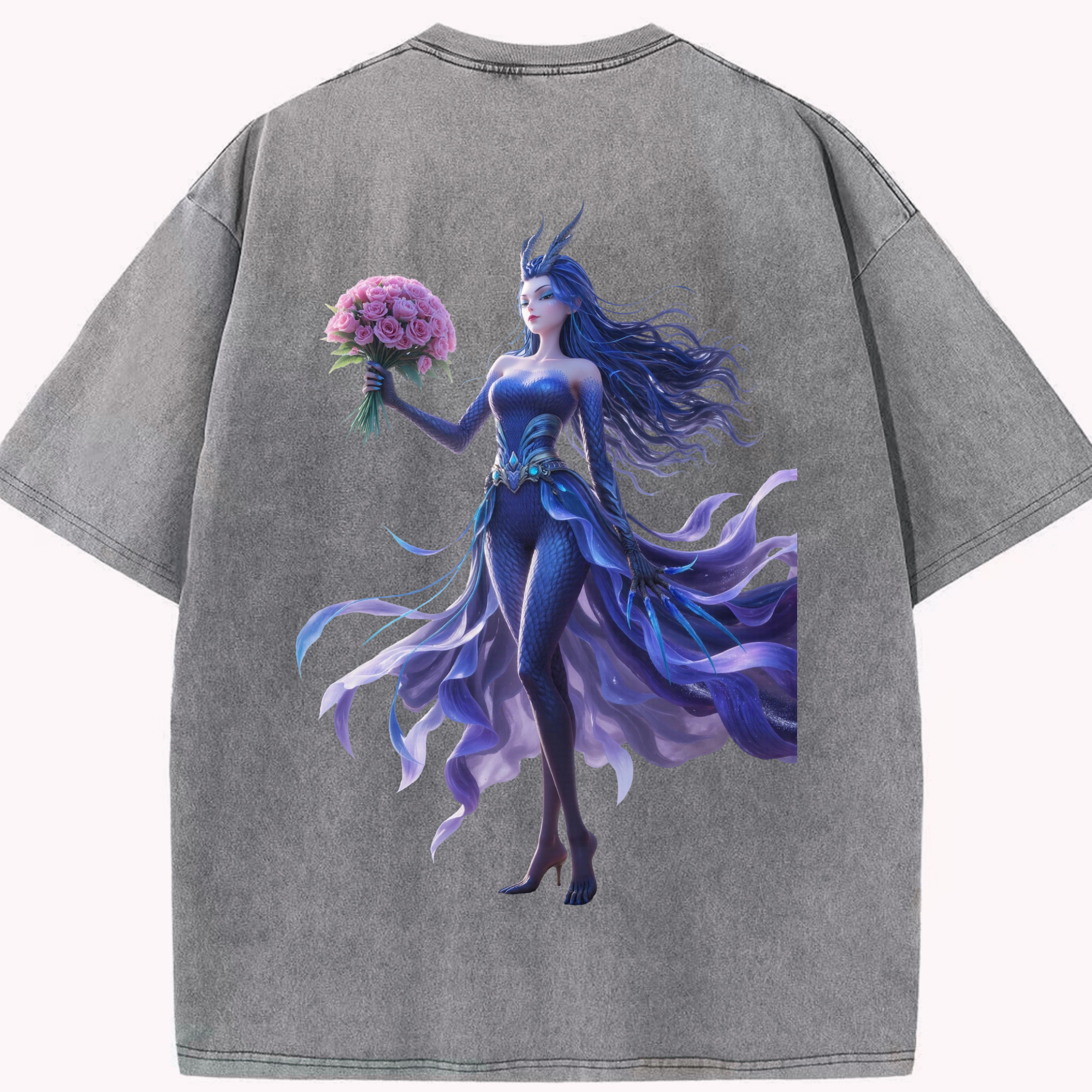 （画像用） Ne Zha 2 ナタ 魔童の大暴れ 綿100% ヴィンテージ風 半袖Tシャツ（背面プリント）