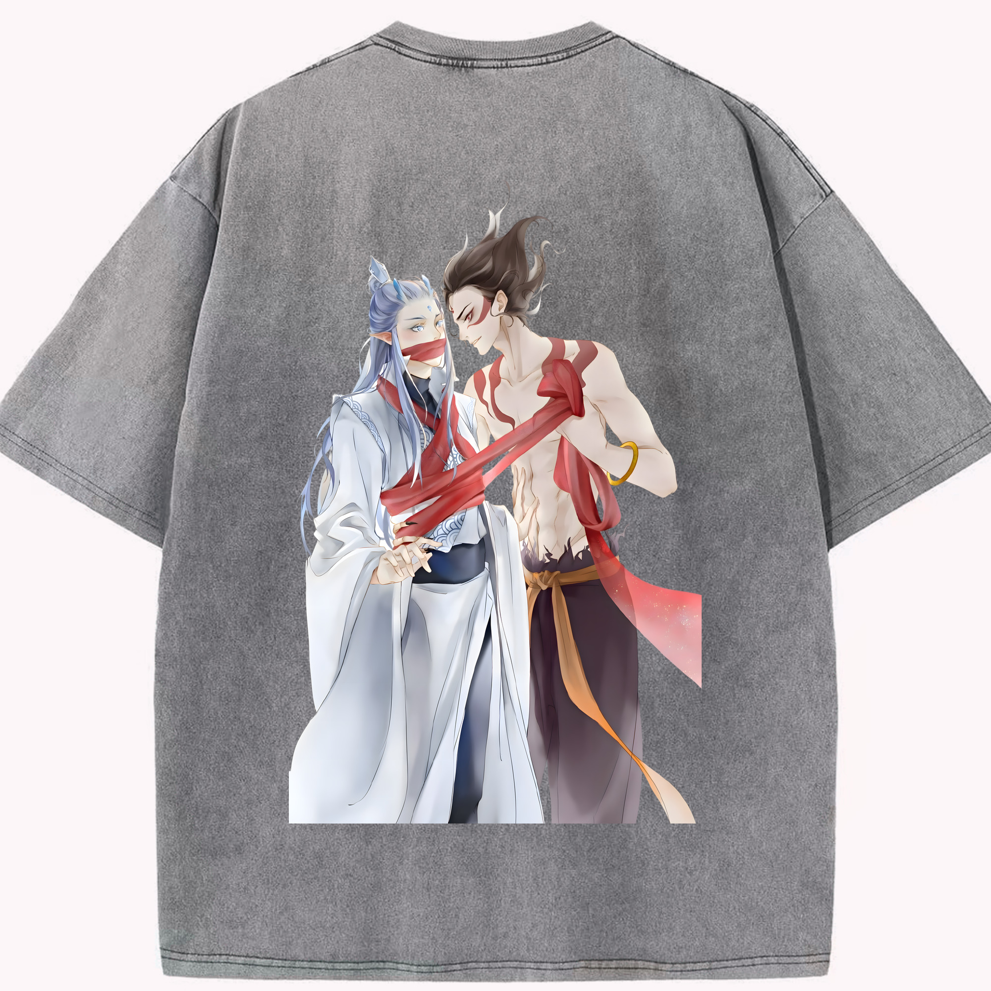 （画像用） Ne Zha 2 ナタ 魔童の大暴れ 綿100% ヴィンテージ風 半袖Tシャツ（背面プリント）