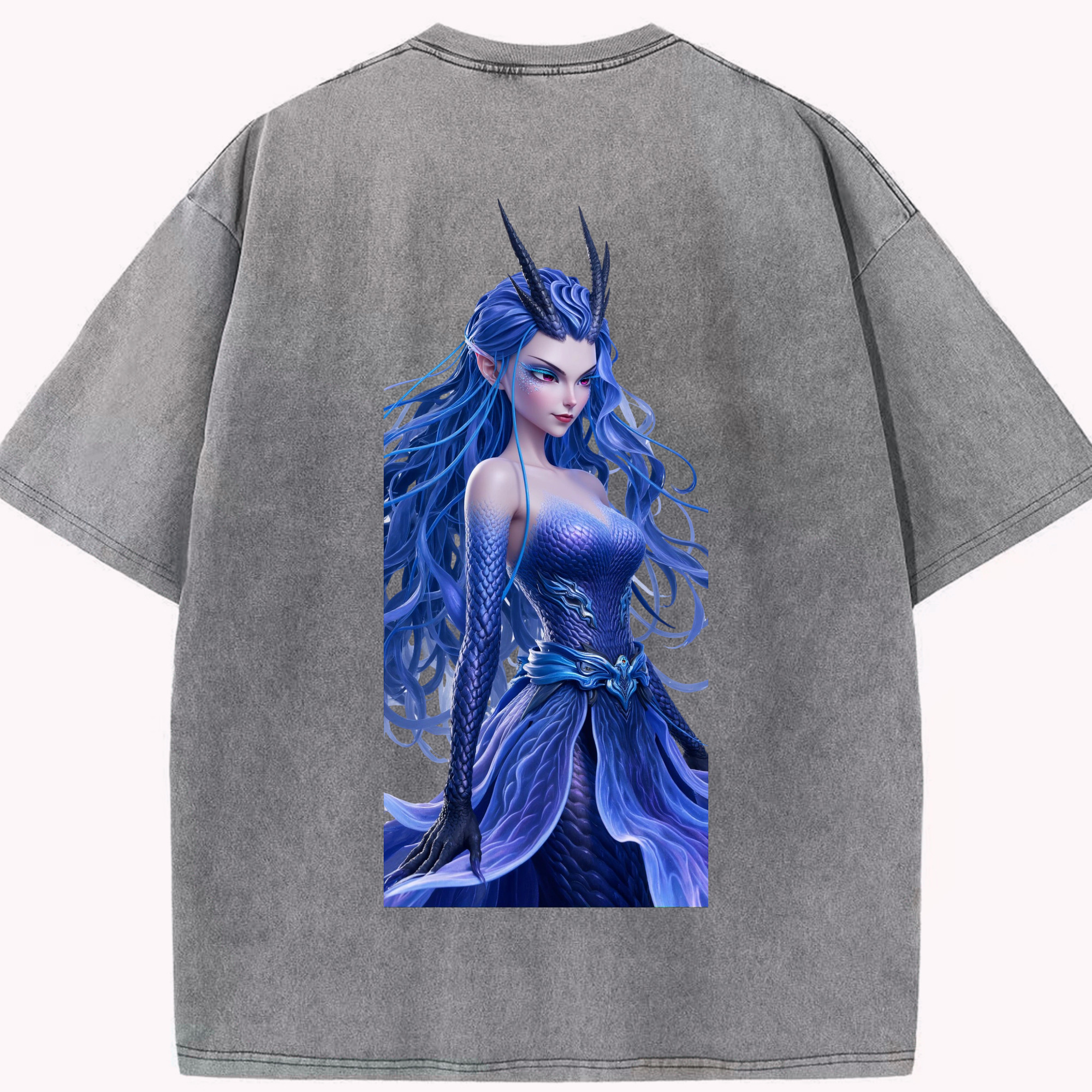 （画像用） Ne Zha 2 ナタ 魔童の大暴れ 綿100% ヴィンテージ風 半袖Tシャツ（背面プリント）