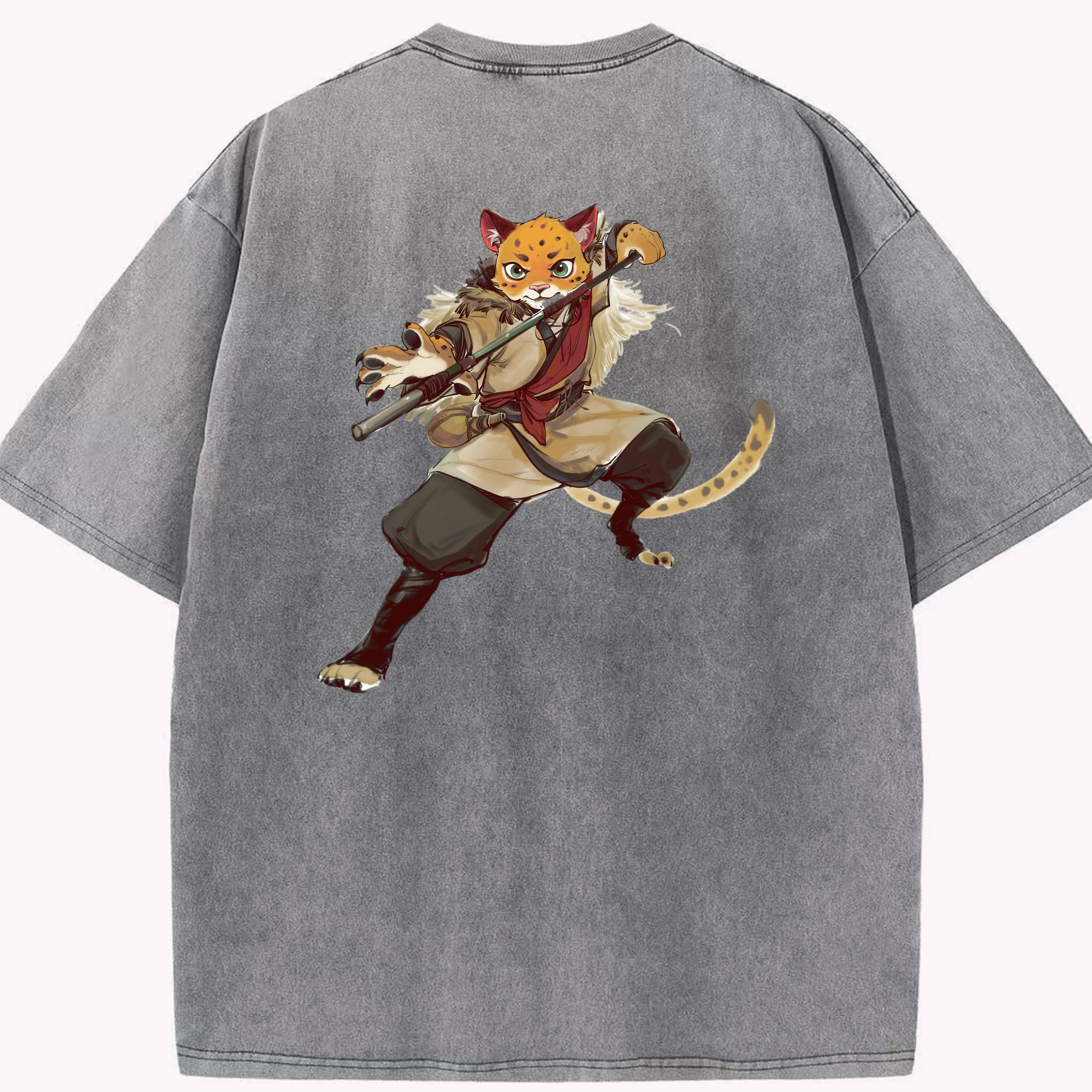 （画像用） Ne Zha 2 ナタ 魔童の大暴れ 綿100% ヴィンテージ風 半袖Tシャツ（背面プリント）
