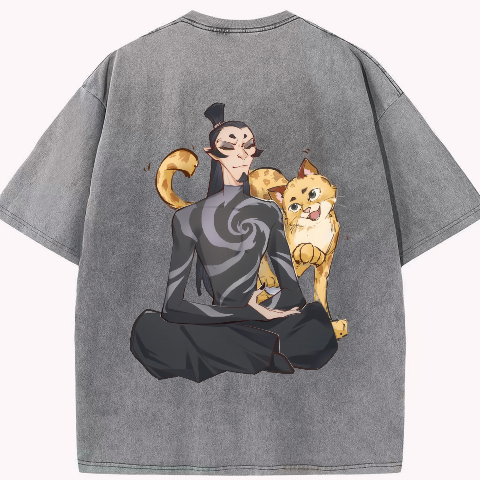 （画像用） Ne Zha 2 ナタ 魔童の大暴れ 綿100% ヴィンテージ風 半袖Tシャツ（背面プリント）