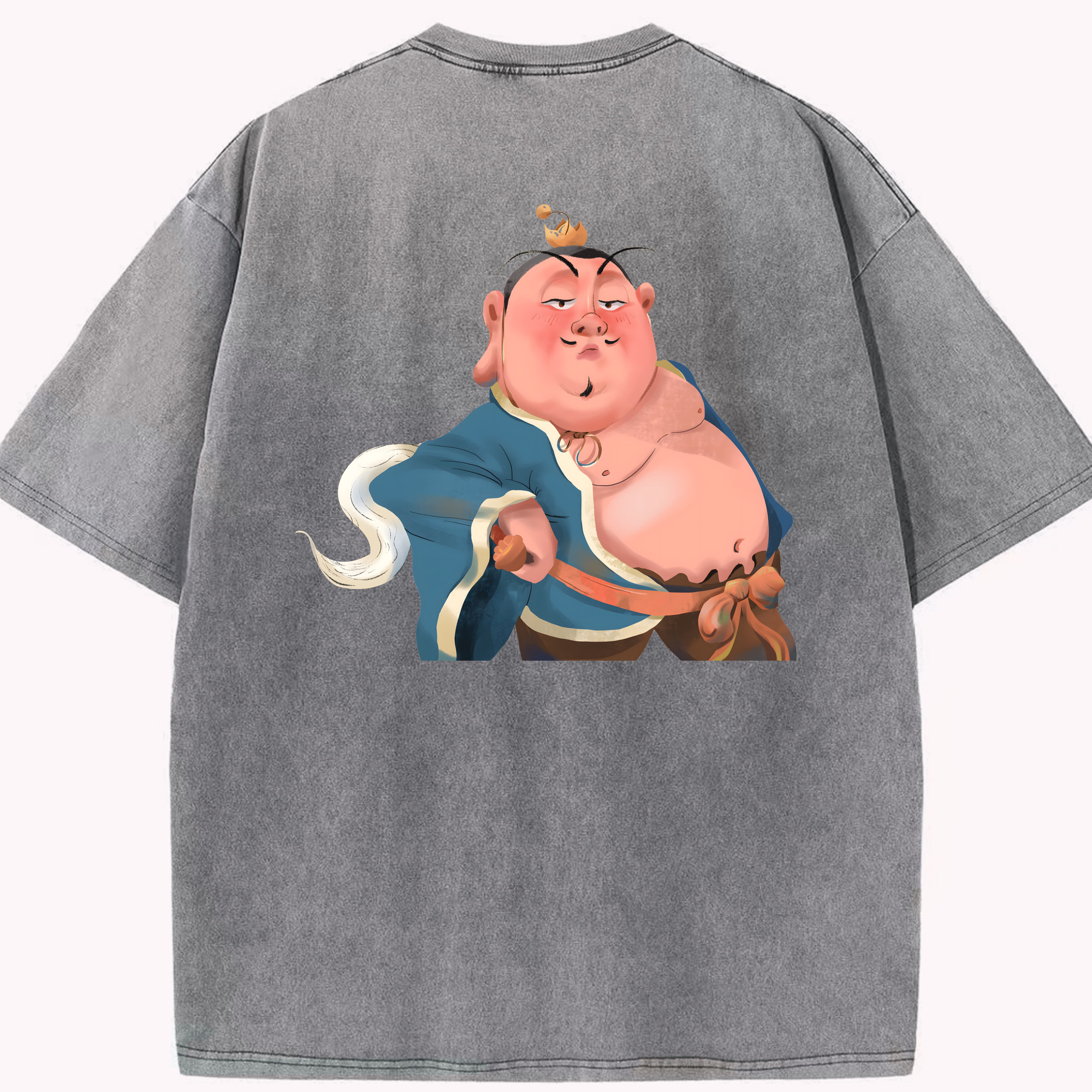 （画像用） Ne Zha 2 ナタ 魔童の大暴れ 綿100% ヴィンテージ風 半袖Tシャツ（背面プリント）