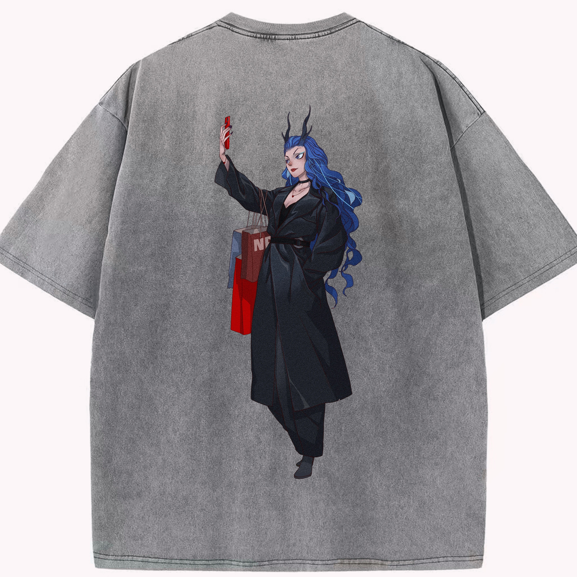 （画像用） Ne Zha 2 ナタ 魔童の大暴れ 綿100% ヴィンテージ風 半袖Tシャツ（背面プリント）