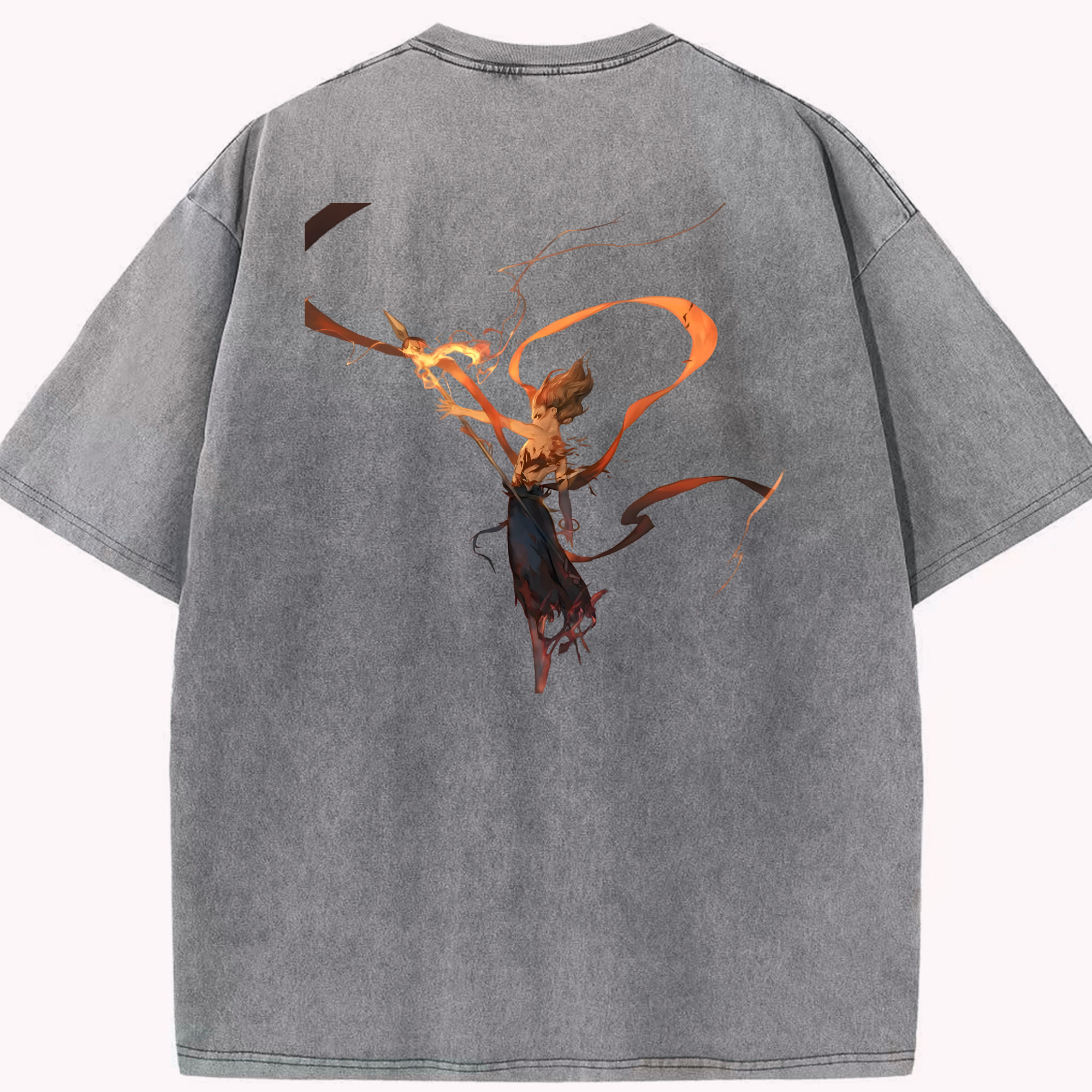 （画像用） Ne Zha 2 ナタ 魔童の大暴れ 綿100% ヴィンテージ風 半袖Tシャツ（背面プリント）