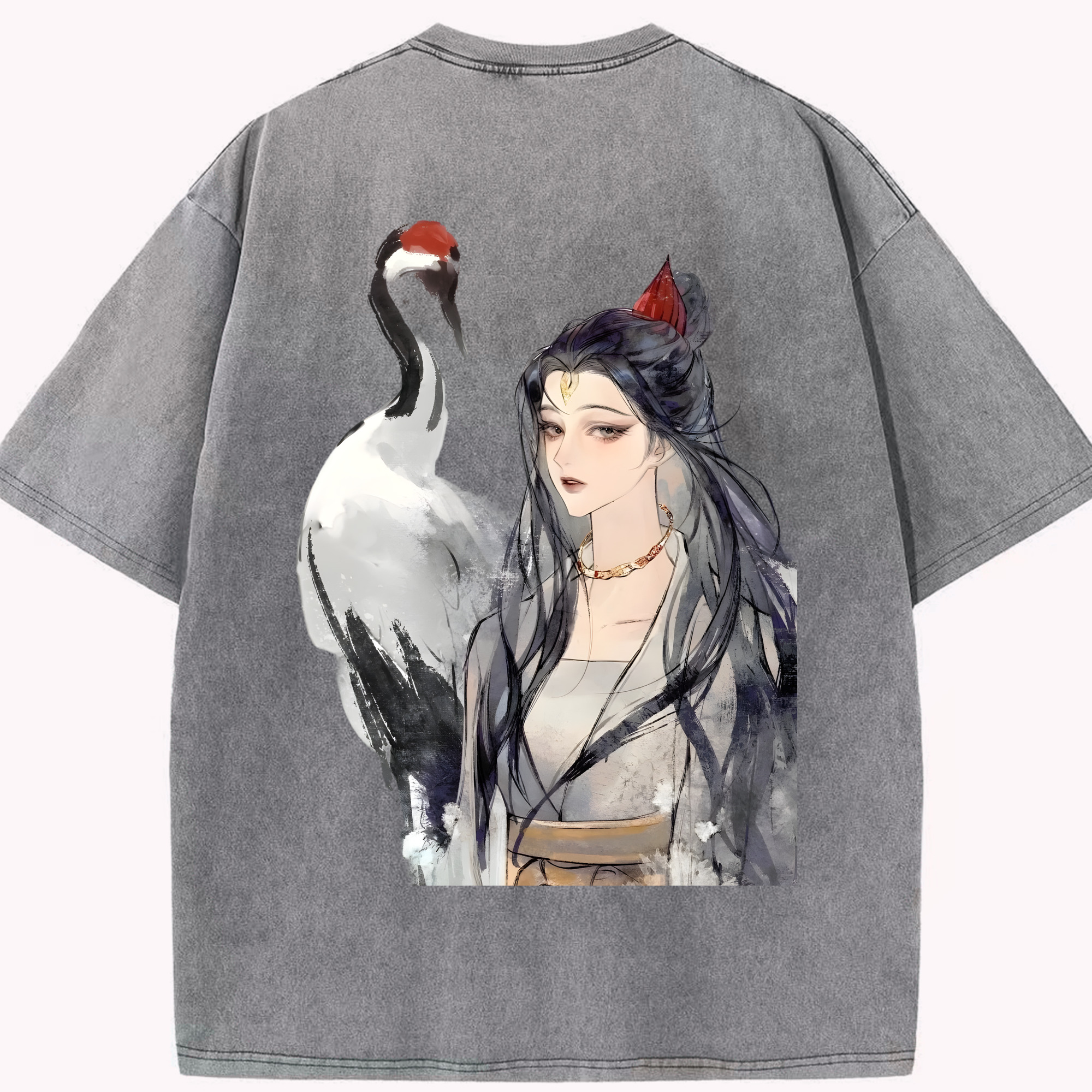 （画像用） Ne Zha 2 ナタ 魔童の大暴れ 綿100% ヴィンテージ風 半袖Tシャツ（背面プリント）
