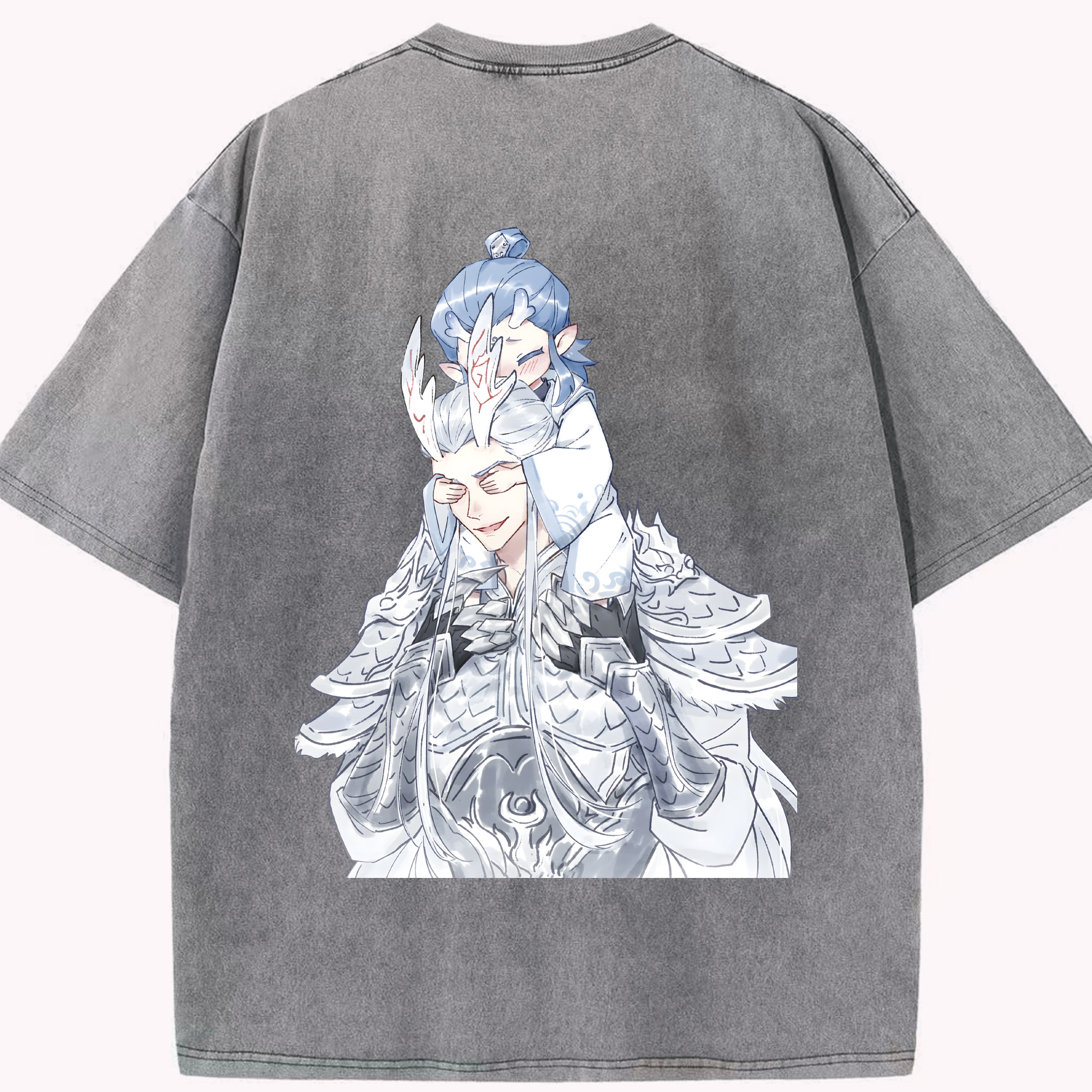 （画像用） Ne Zha 2 ナタ 魔童の大暴れ 綿100% ヴィンテージ風 半袖Tシャツ（背面プリント）