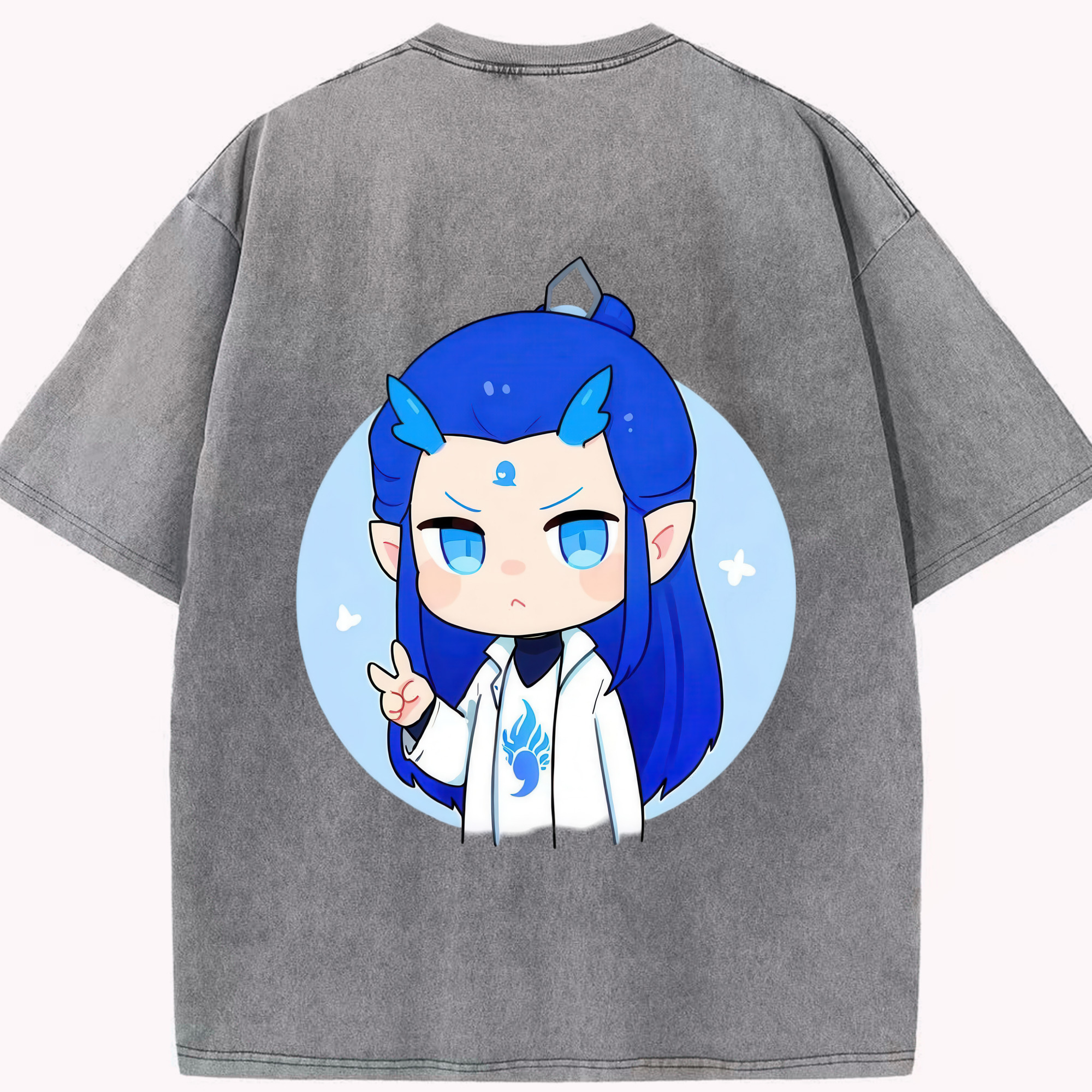 （画像用） Ne Zha 2 ナタ 魔童の大暴れ 綿100% ヴィンテージ風 半袖Tシャツ（背面プリント）