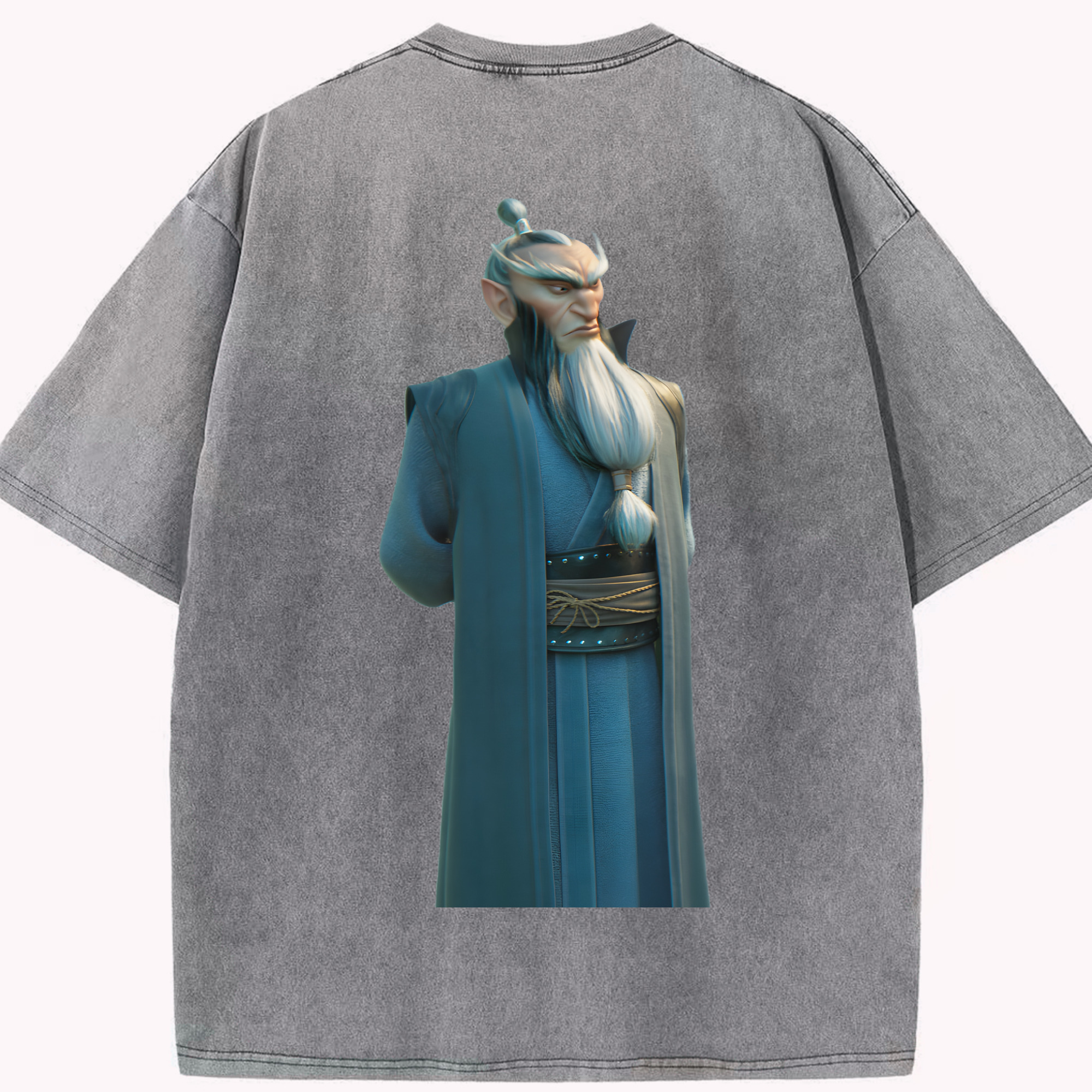 （画像用） Ne Zha 2 ナタ 魔童の大暴れ 綿100% ヴィンテージ風 半袖Tシャツ（背面プリント）