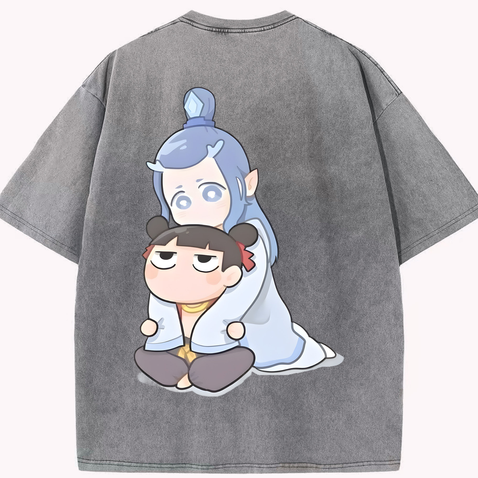 （画像用） Ne Zha 2 ナタ 魔童の大暴れ 綿100% ヴィンテージ風 半袖Tシャツ（背面プリント）