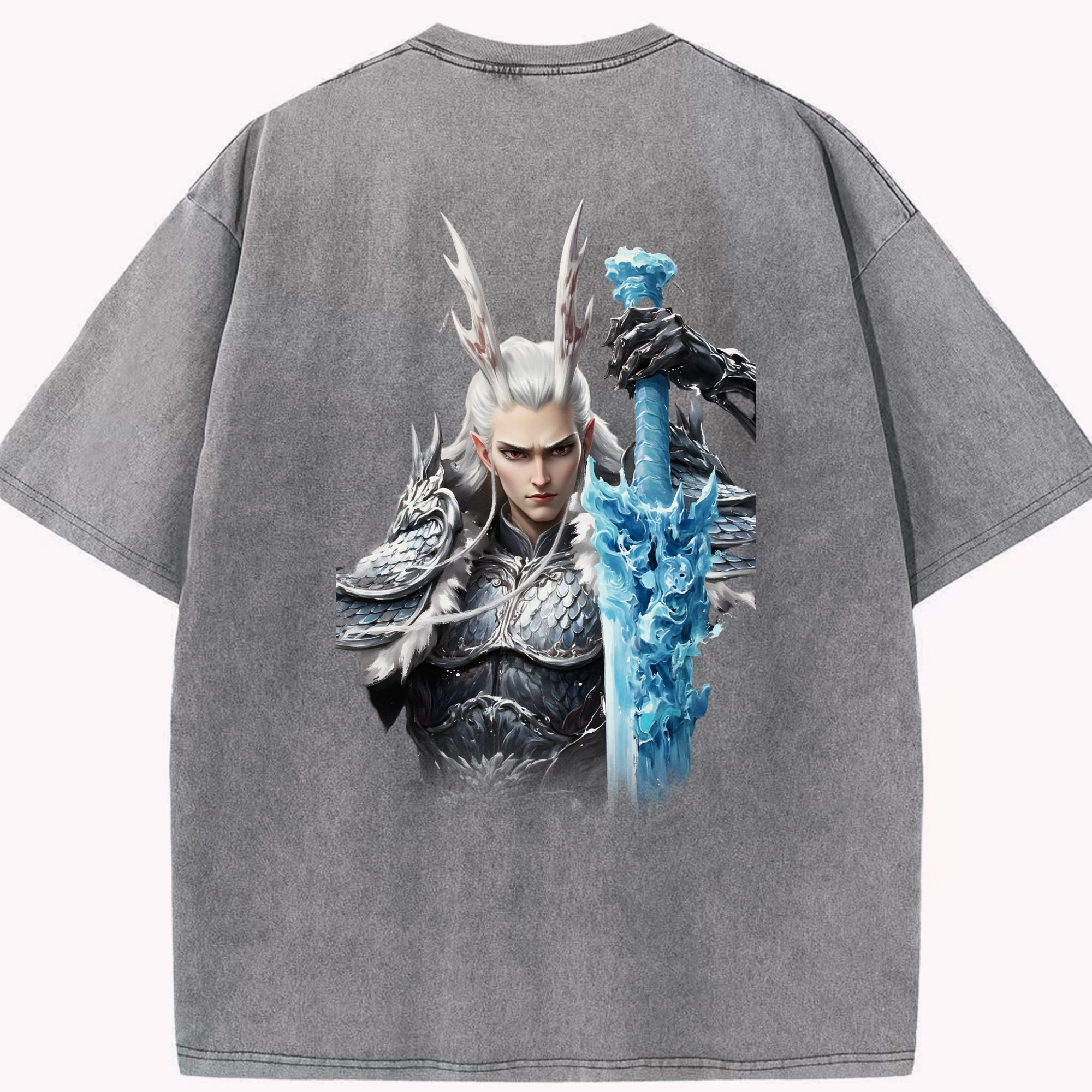 （画像用） Ne Zha 2 ナタ 魔童の大暴れ 綿100% ヴィンテージ風 半袖Tシャツ（背面プリント）