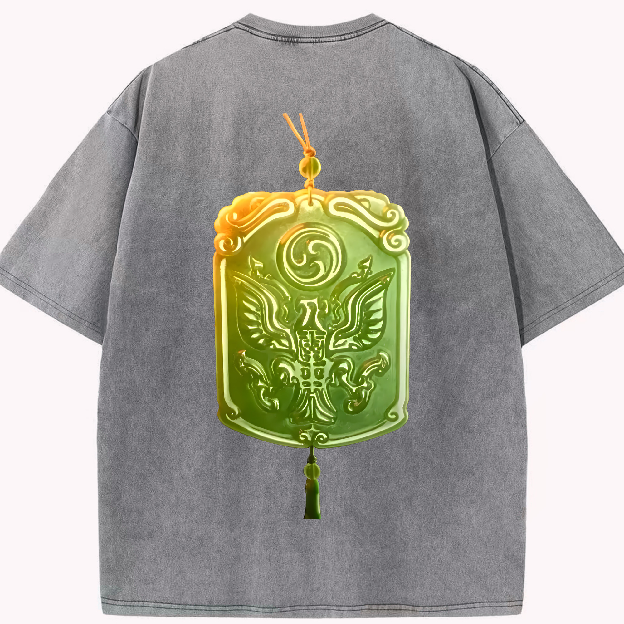 （画像用） Ne Zha 2 ナタ 魔童の大暴れ 綿100% ヴィンテージ風 半袖Tシャツ（背面プリント）
