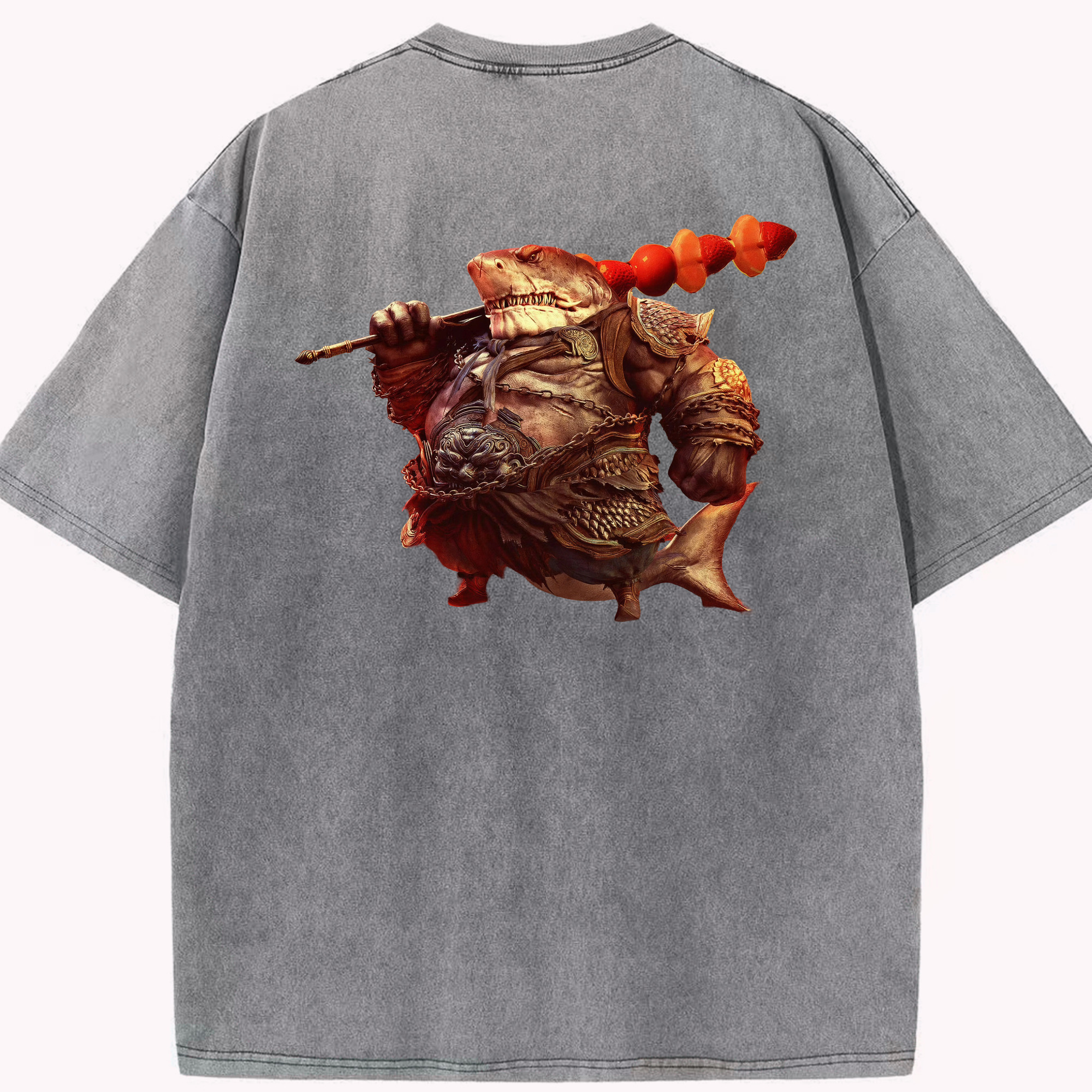 （画像用） Ne Zha 2 ナタ 魔童の大暴れ 綿100% ヴィンテージ風 半袖Tシャツ（背面プリント）