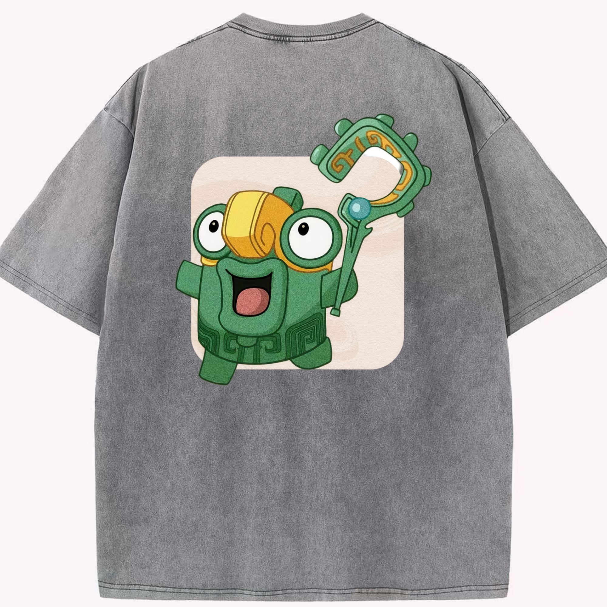 （画像用） Ne Zha 2 ナタ 魔童の大暴れ 綿100% ヴィンテージ風 半袖Tシャツ（背面プリント）