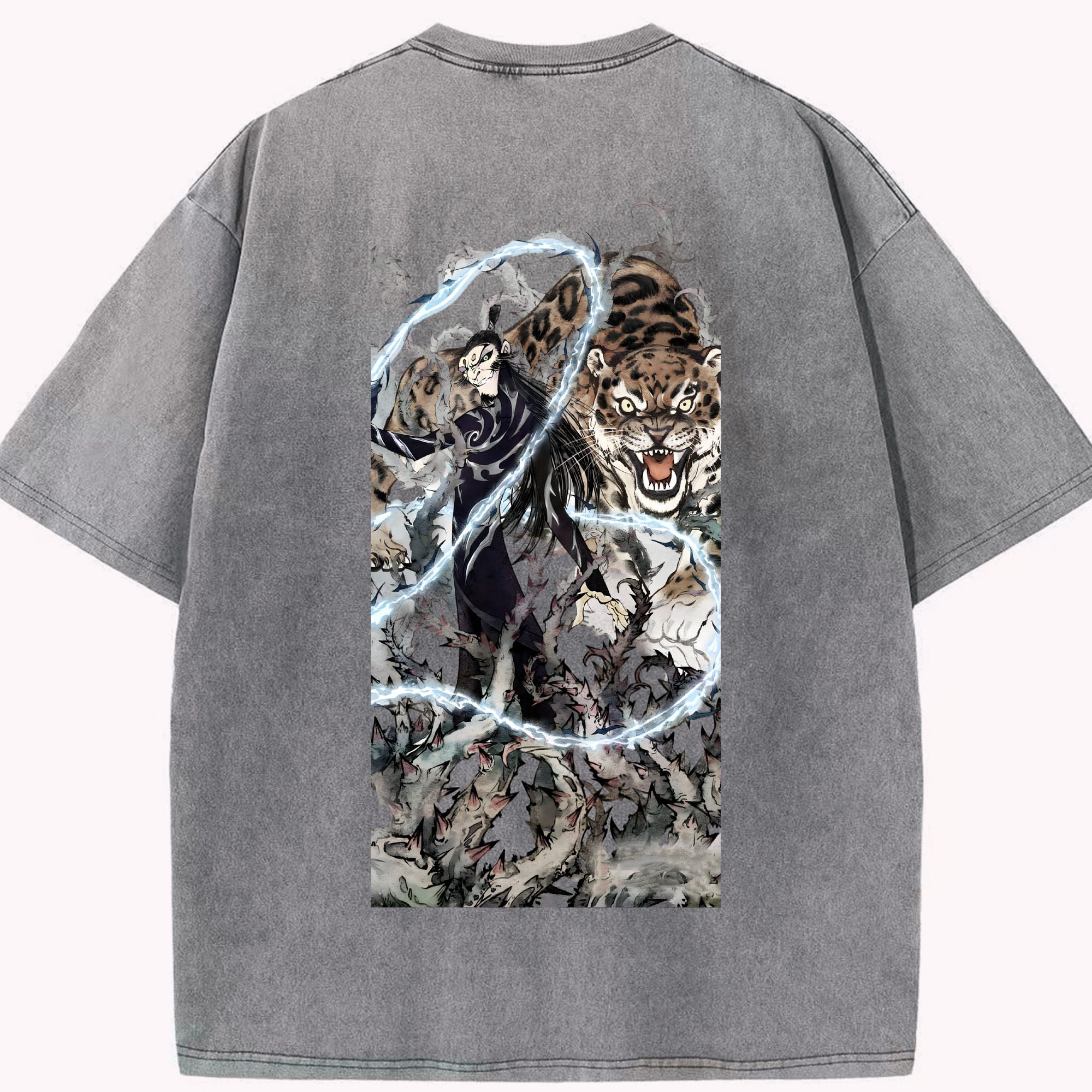 （画像用） Ne Zha 2 ナタ 魔童の大暴れ 綿100% ヴィンテージ風 半袖Tシャツ（背面プリント）