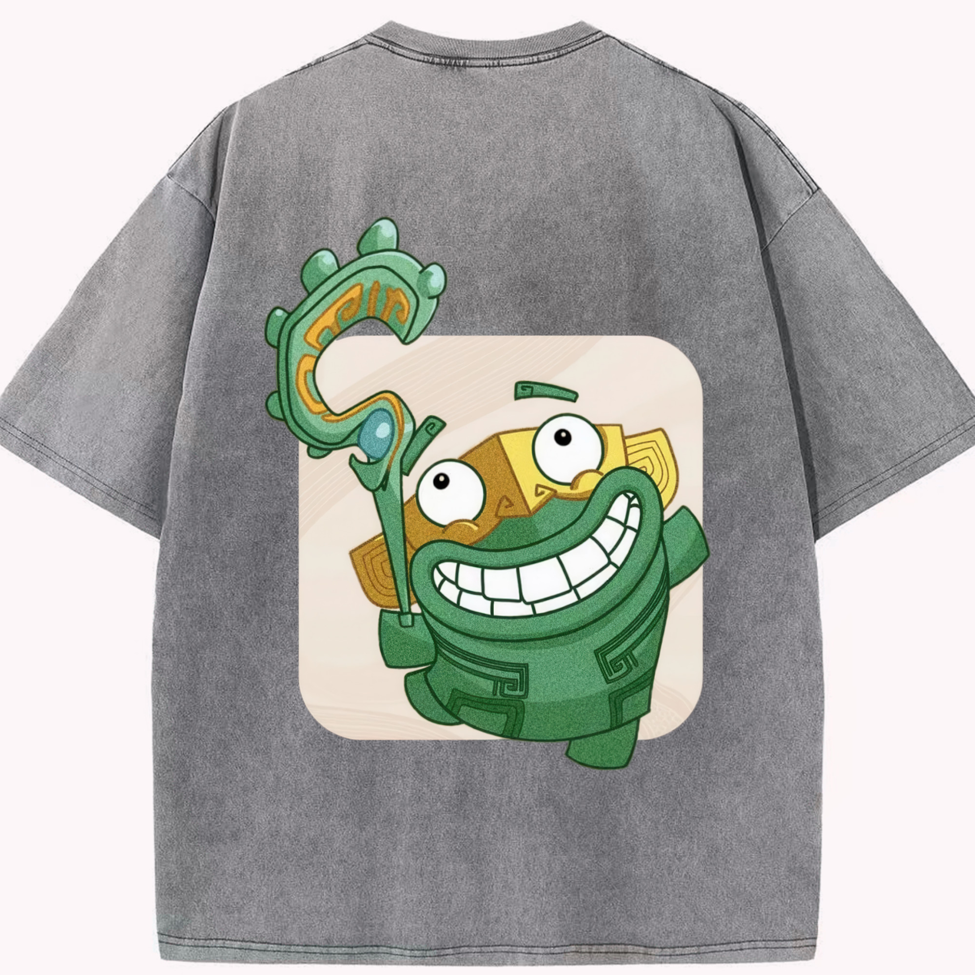 （画像用） Ne Zha 2 ナタ 魔童の大暴れ 綿100% ヴィンテージ風 半袖Tシャツ（背面プリント）