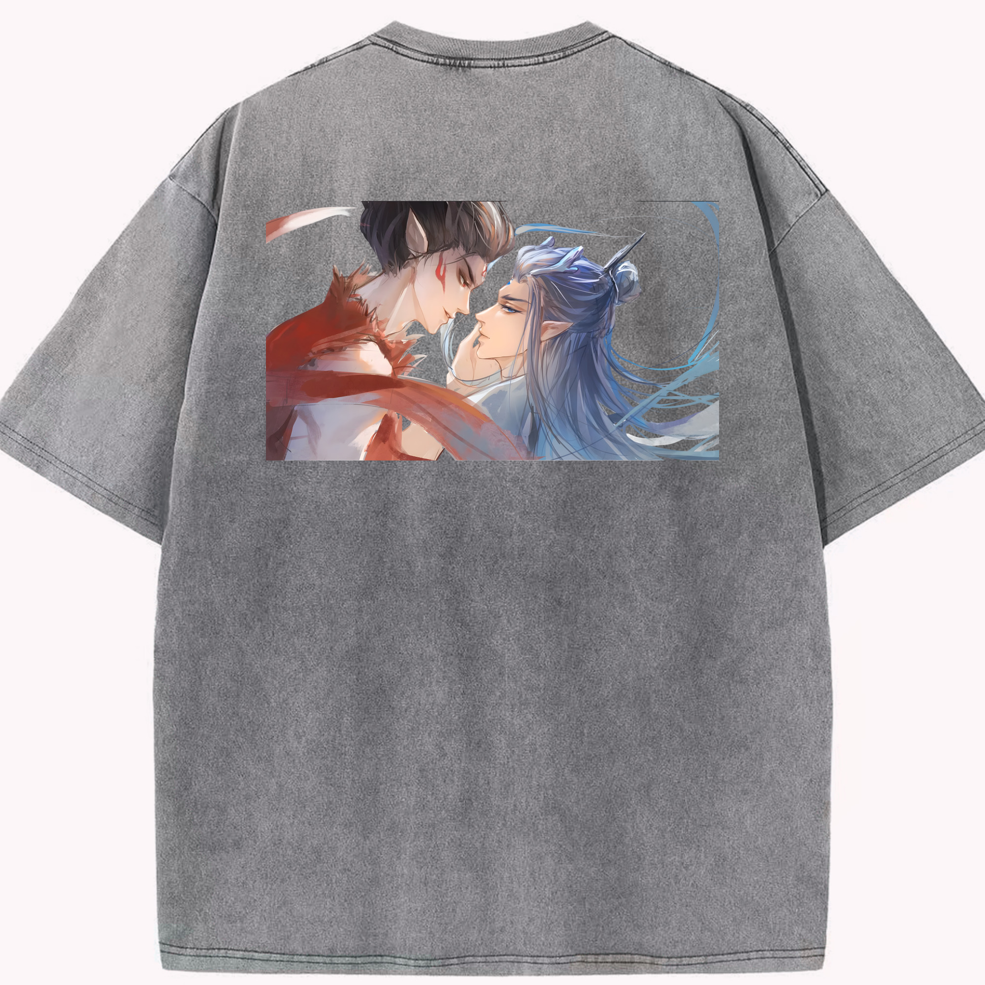 （画像用） Ne Zha 2 ナタ 魔童の大暴れ 綿100% ヴィンテージ風 半袖Tシャツ（背面プリント）