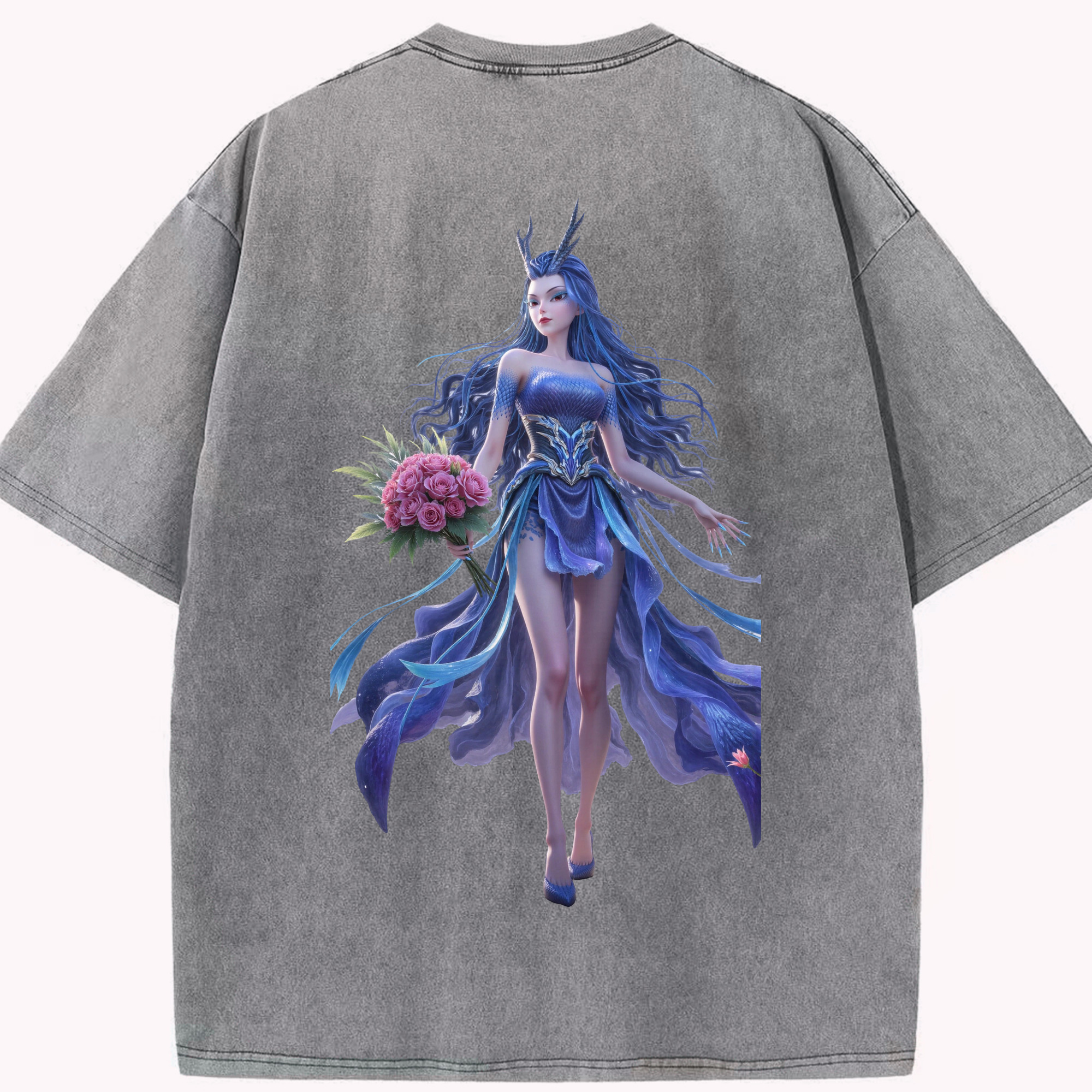 （画像用） Ne Zha 2 ナタ 魔童の大暴れ 綿100% ヴィンテージ風 半袖Tシャツ（背面プリント）