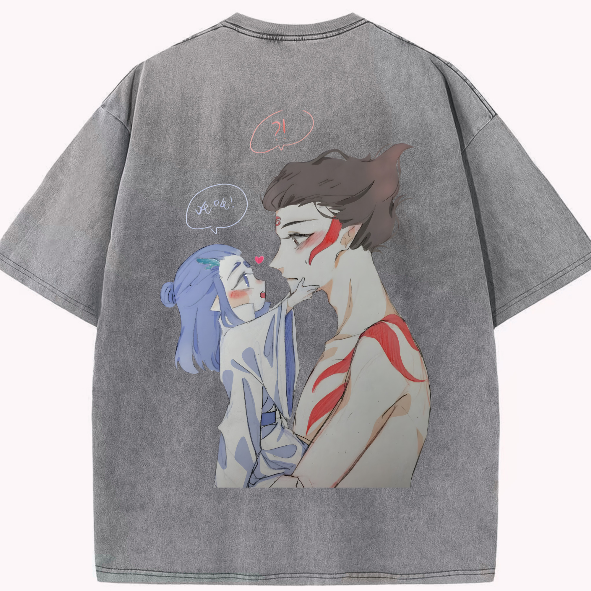 （画像用） Ne Zha 2 ナタ 魔童の大暴れ 綿100% ヴィンテージ風 半袖Tシャツ（背面プリント）