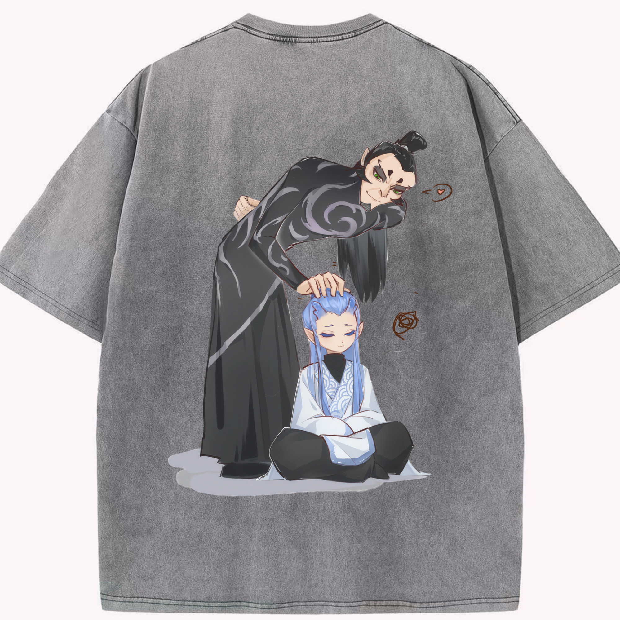 （画像用） Ne Zha 2 ナタ 魔童の大暴れ 綿100% ヴィンテージ風 半袖Tシャツ（背面プリント）