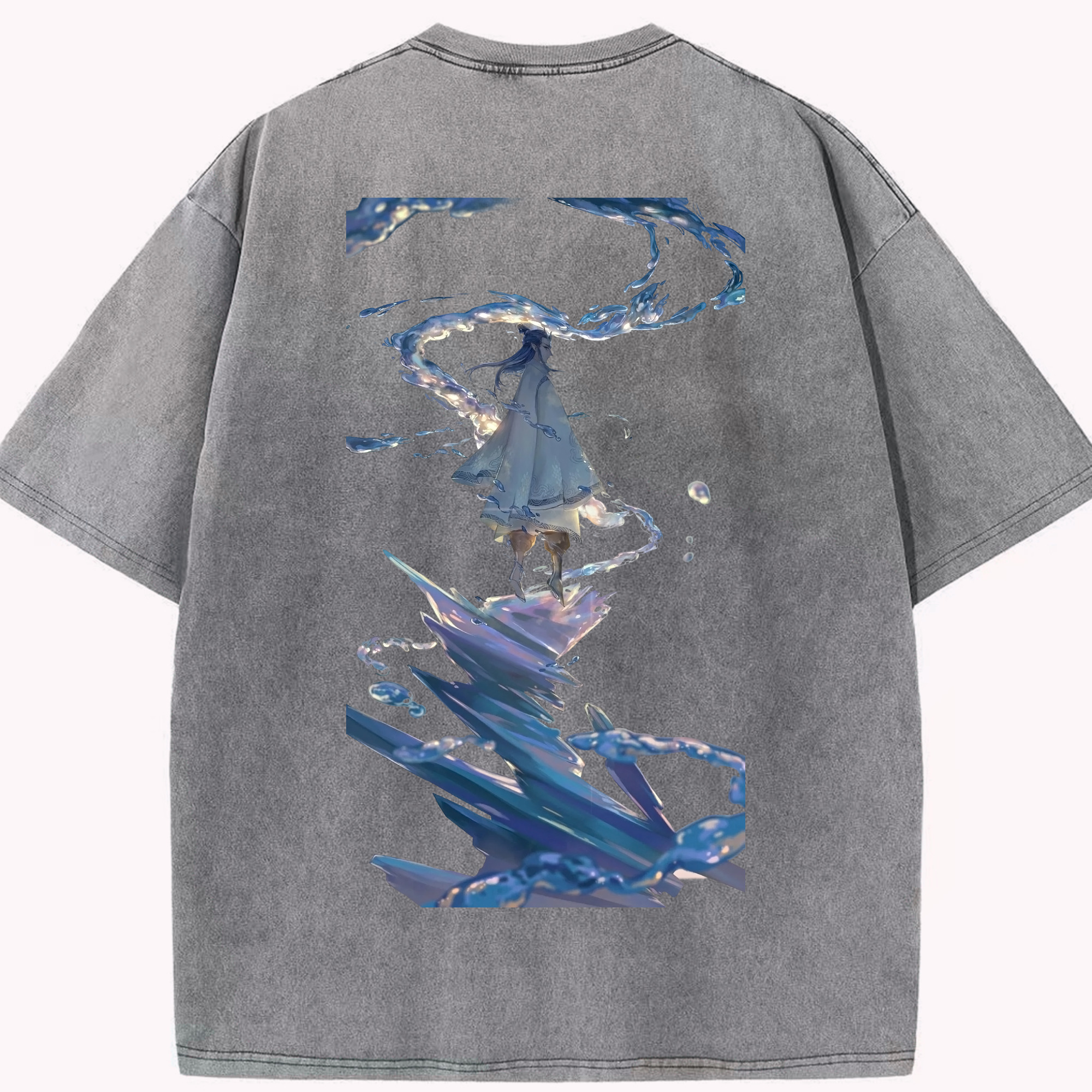 （画像用） Ne Zha 2 ナタ 魔童の大暴れ 綿100% ヴィンテージ風 半袖Tシャツ（背面プリント）
