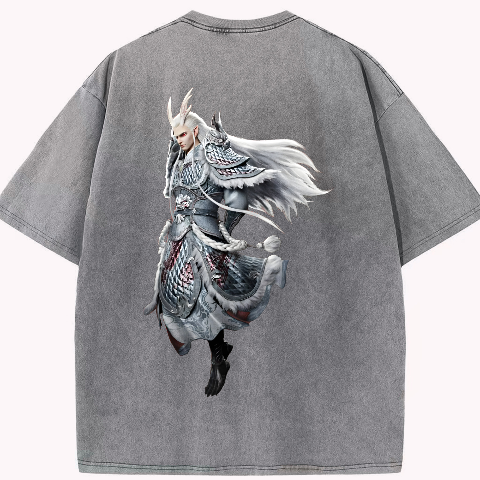 （画像用） Ne Zha 2 ナタ 魔童の大暴れ 綿100% ヴィンテージ風 半袖Tシャツ（背面プリント）