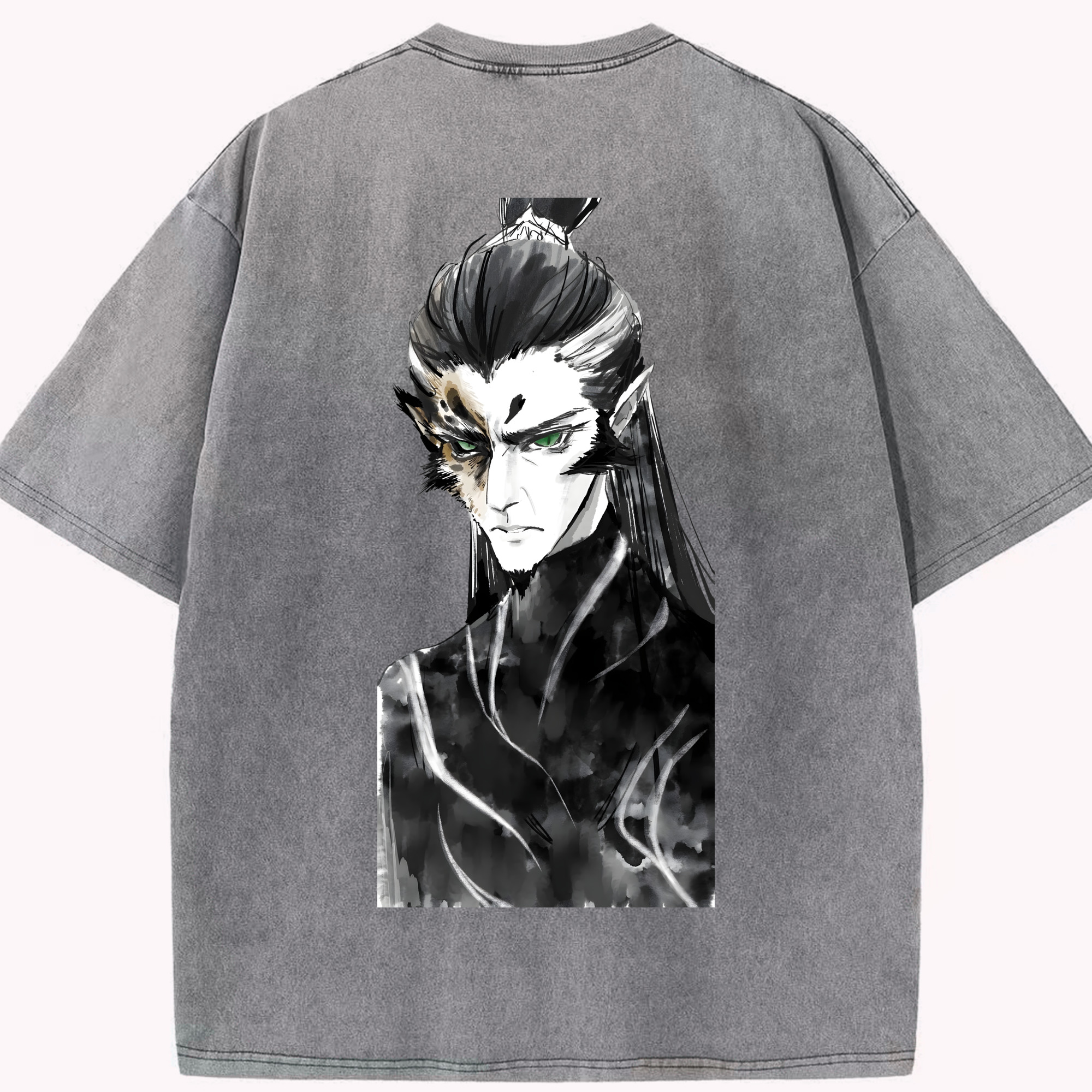 （画像用） Ne Zha 2 ナタ 魔童の大暴れ 綿100% ヴィンテージ風 半袖Tシャツ（背面プリント）