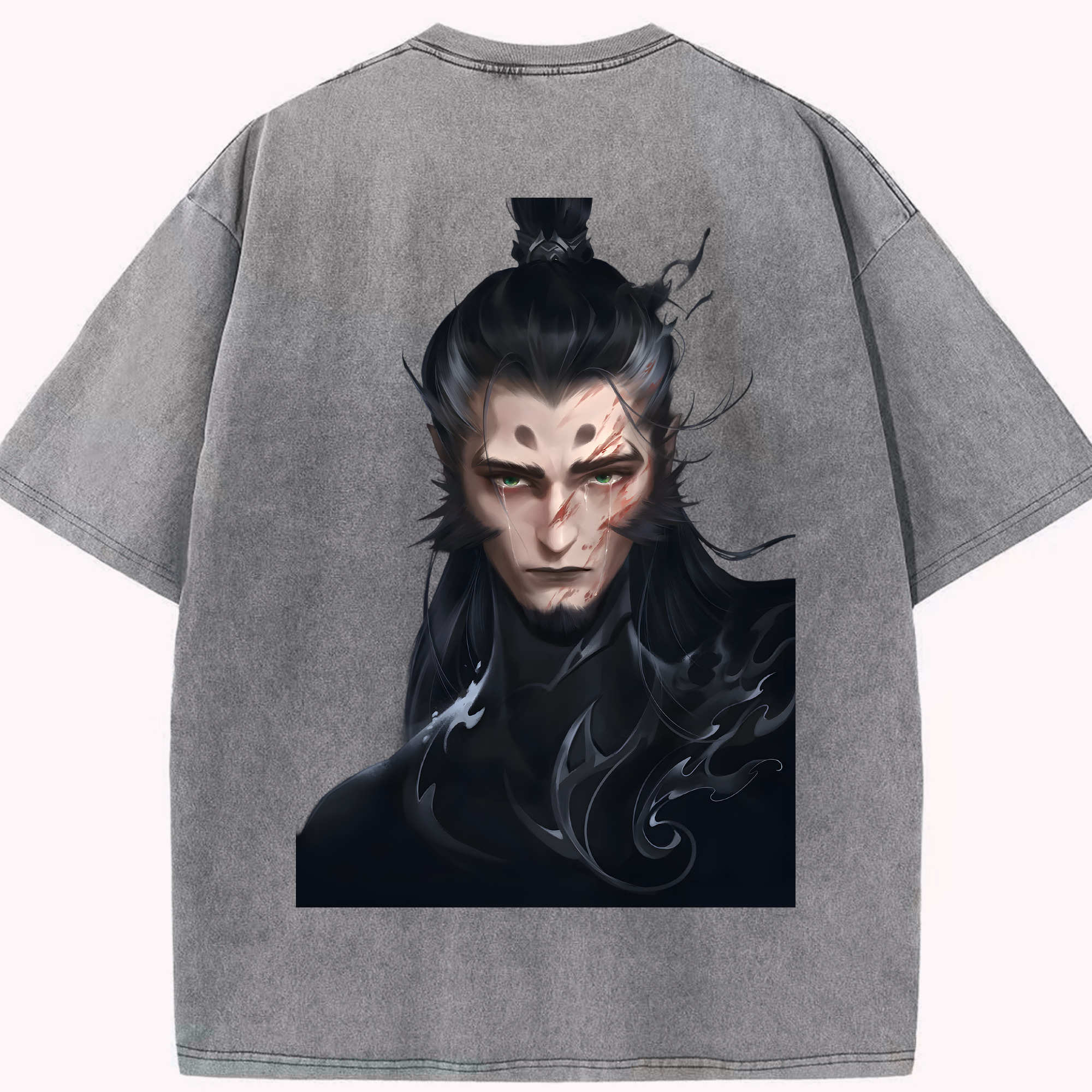 （画像用） Ne Zha 2 ナタ 魔童の大暴れ 綿100% ヴィンテージ風 半袖Tシャツ（背面プリント）