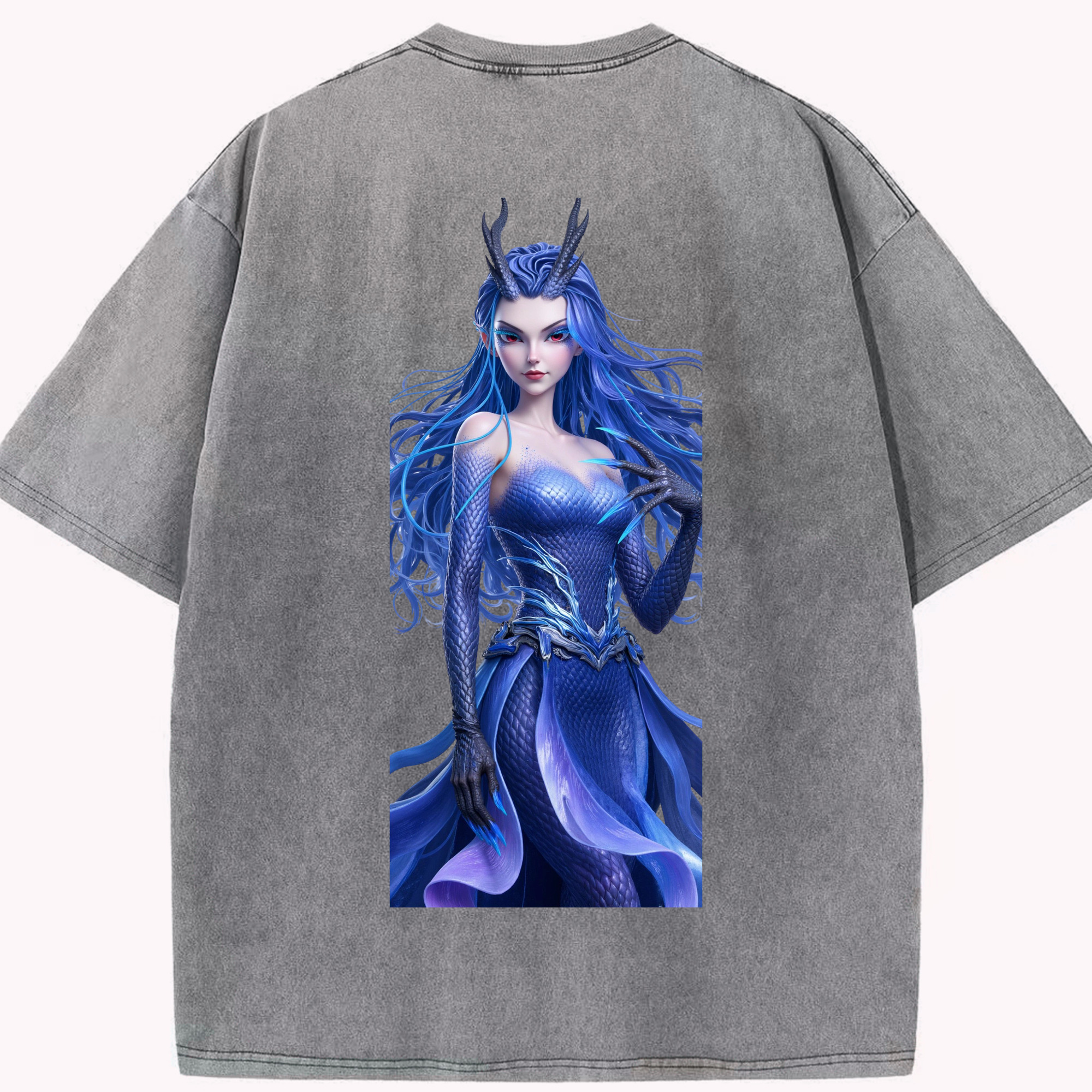 （画像用） Ne Zha 2 ナタ 魔童の大暴れ 綿100% ヴィンテージ風 半袖Tシャツ（背面プリント）