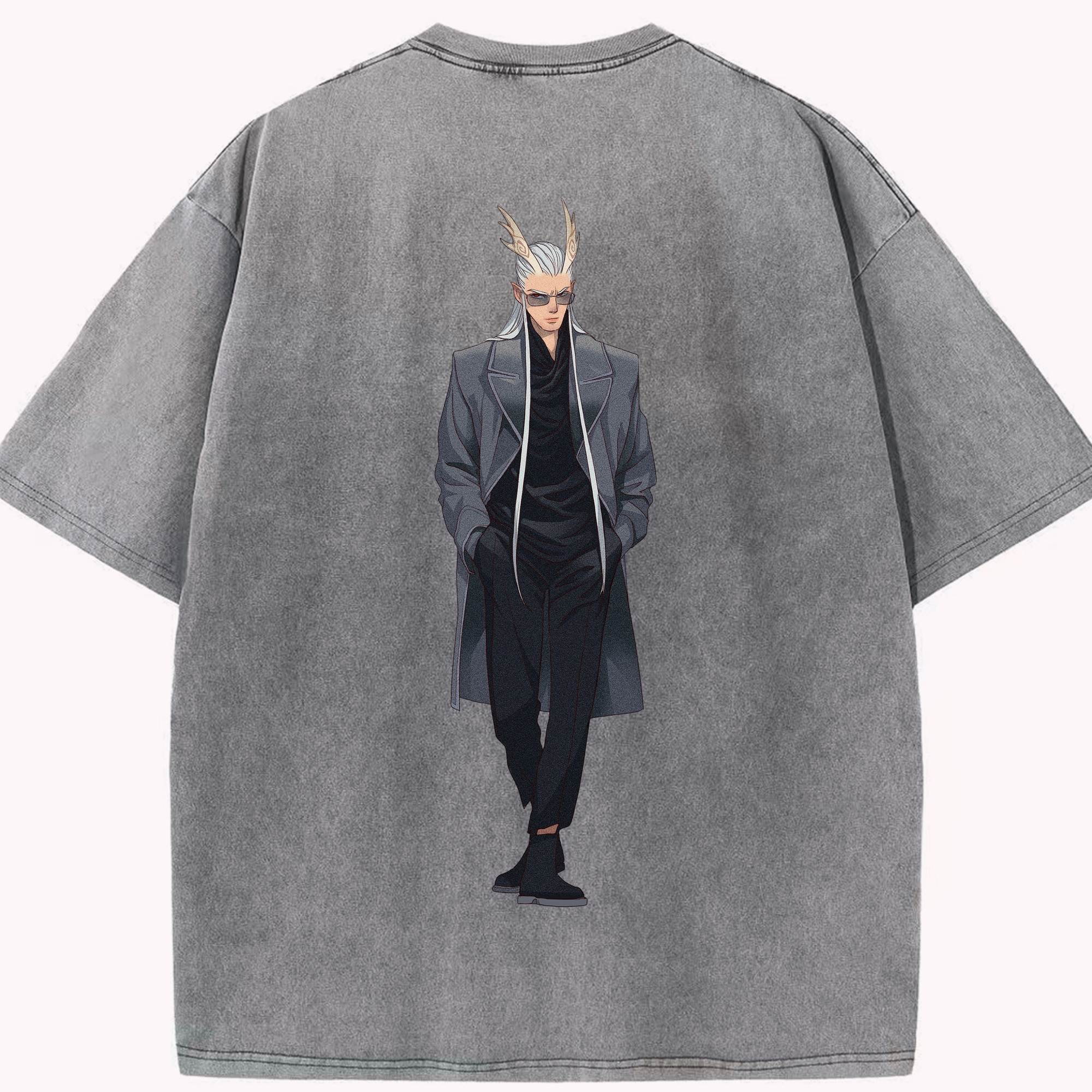 （画像用） Ne Zha 2 ナタ 魔童の大暴れ 綿100% ヴィンテージ風 半袖Tシャツ（背面プリント）