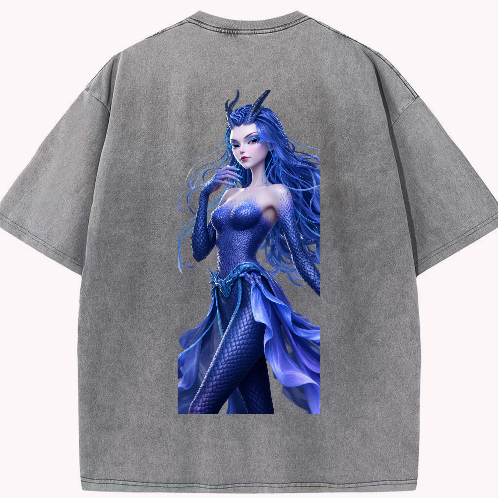 （画像用） Ne Zha 2 ナタ 魔童の大暴れ 綿100% ヴィンテージ風 半袖Tシャツ（背面プリント）