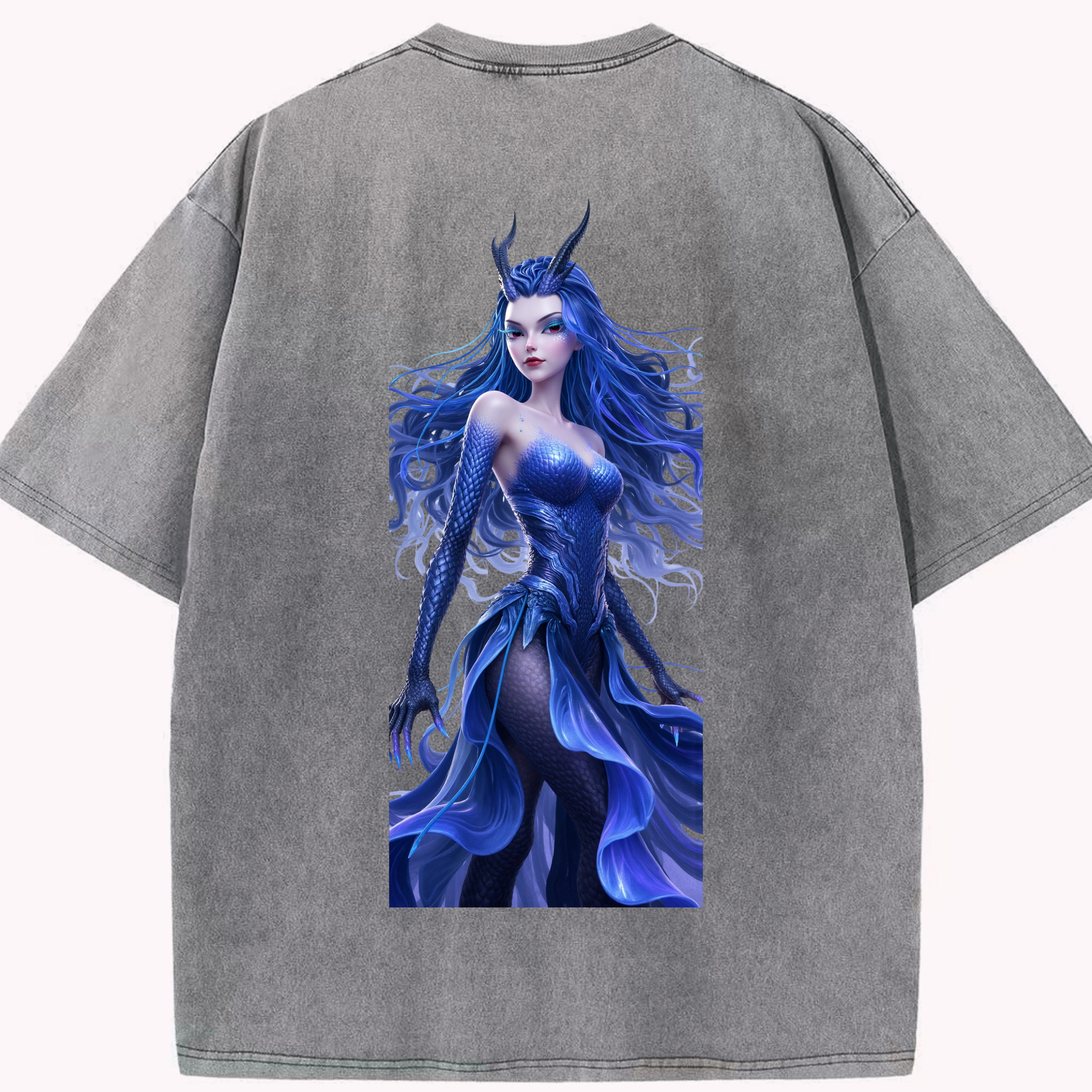 （画像用） Ne Zha 2 ナタ 魔童の大暴れ 綿100% ヴィンテージ風 半袖Tシャツ（背面プリント）