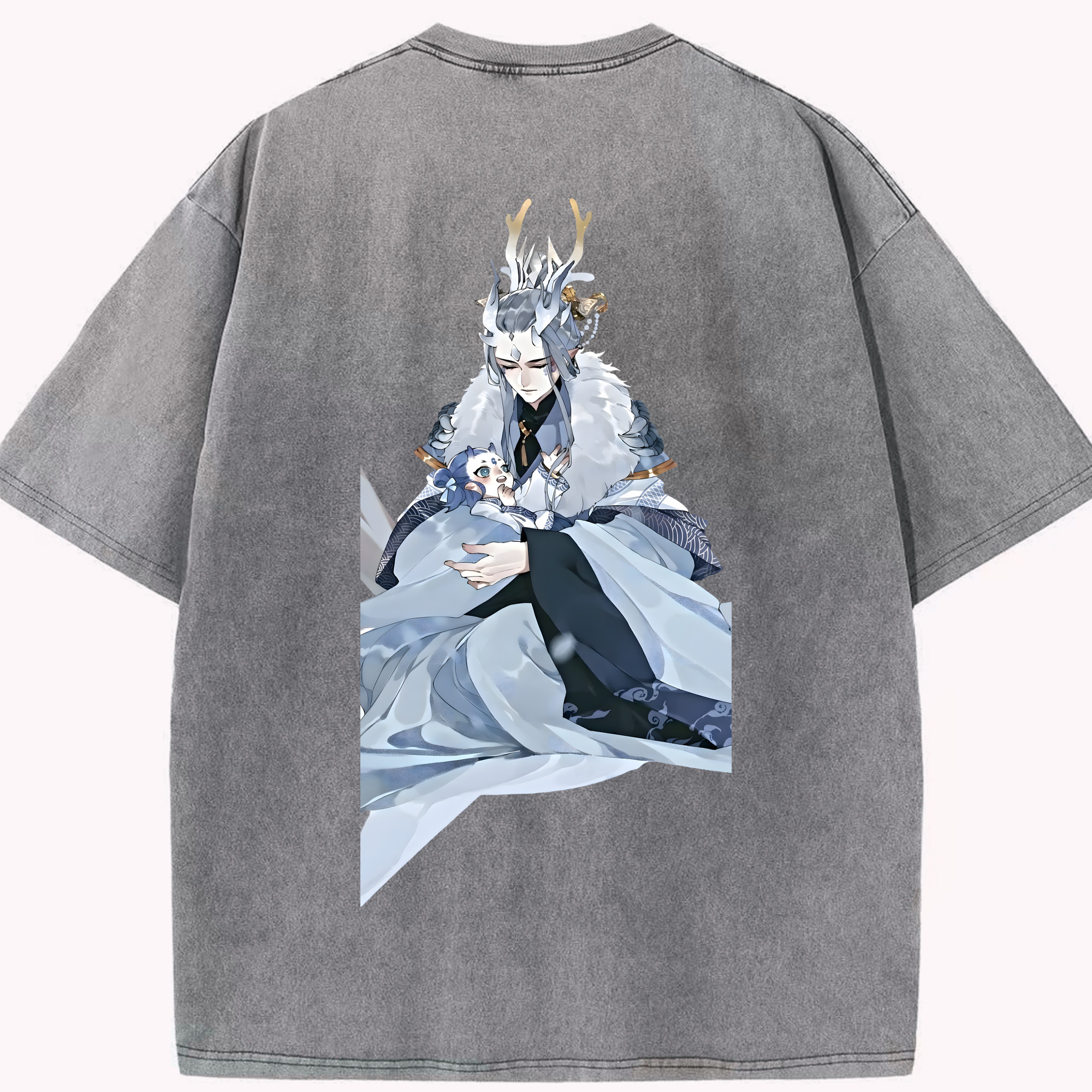 （画像用） Ne Zha 2 ナタ 魔童の大暴れ 綿100% ヴィンテージ風 半袖Tシャツ（背面プリント）
