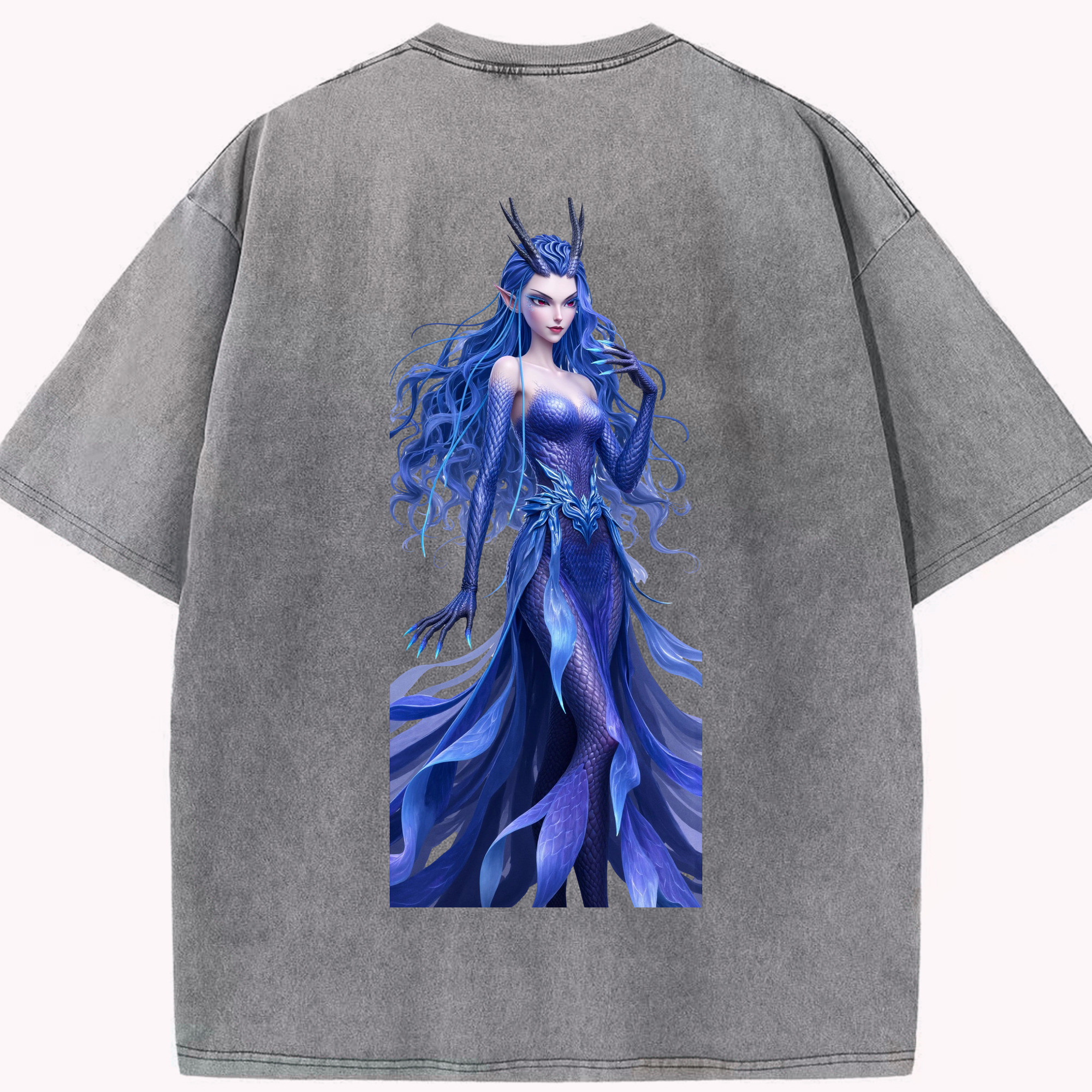 （画像用） Ne Zha 2 ナタ 魔童の大暴れ 綿100% ヴィンテージ風 半袖Tシャツ（背面プリント）