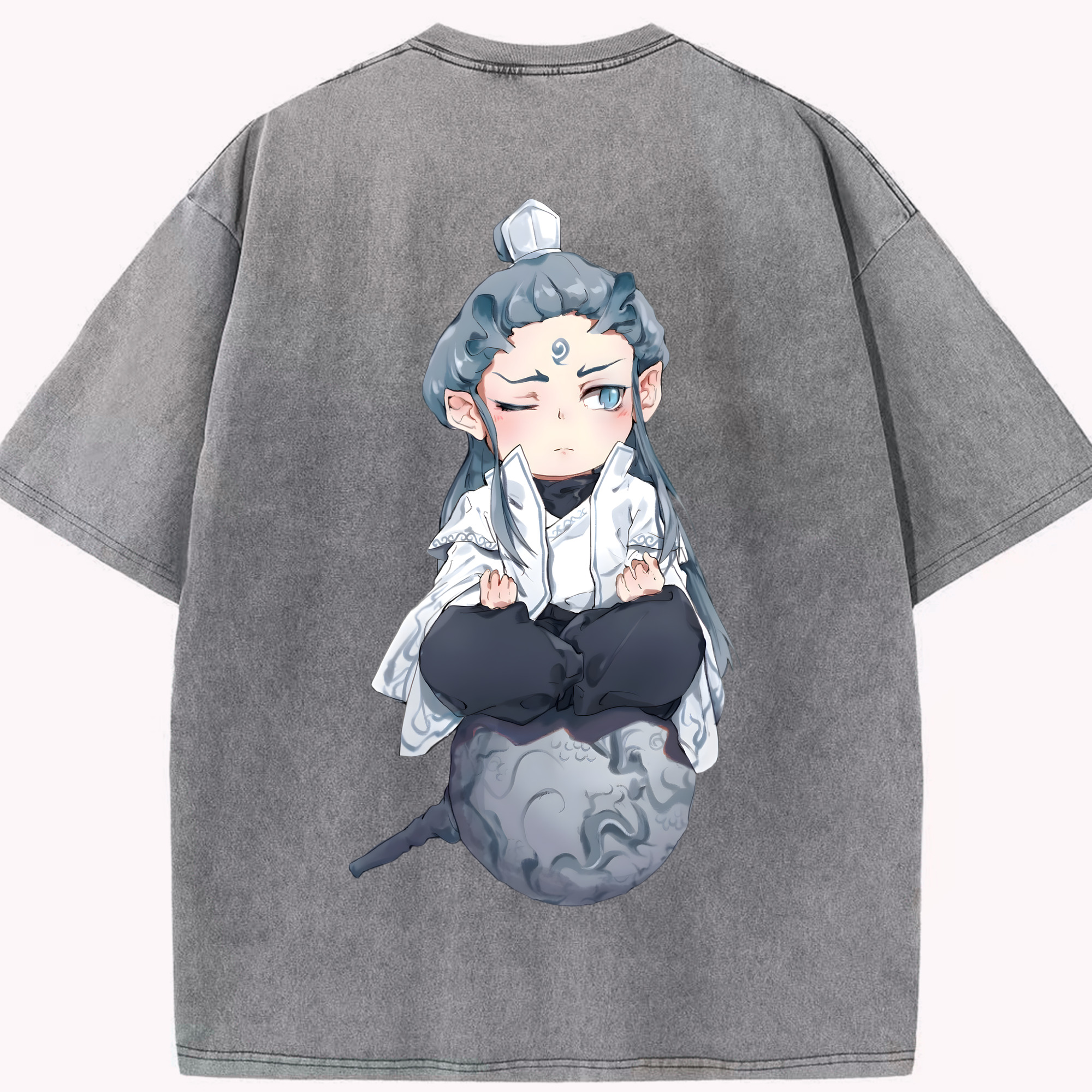 （画像用） Ne Zha 2 ナタ 魔童の大暴れ 綿100% ヴィンテージ風 半袖Tシャツ（背面プリント）