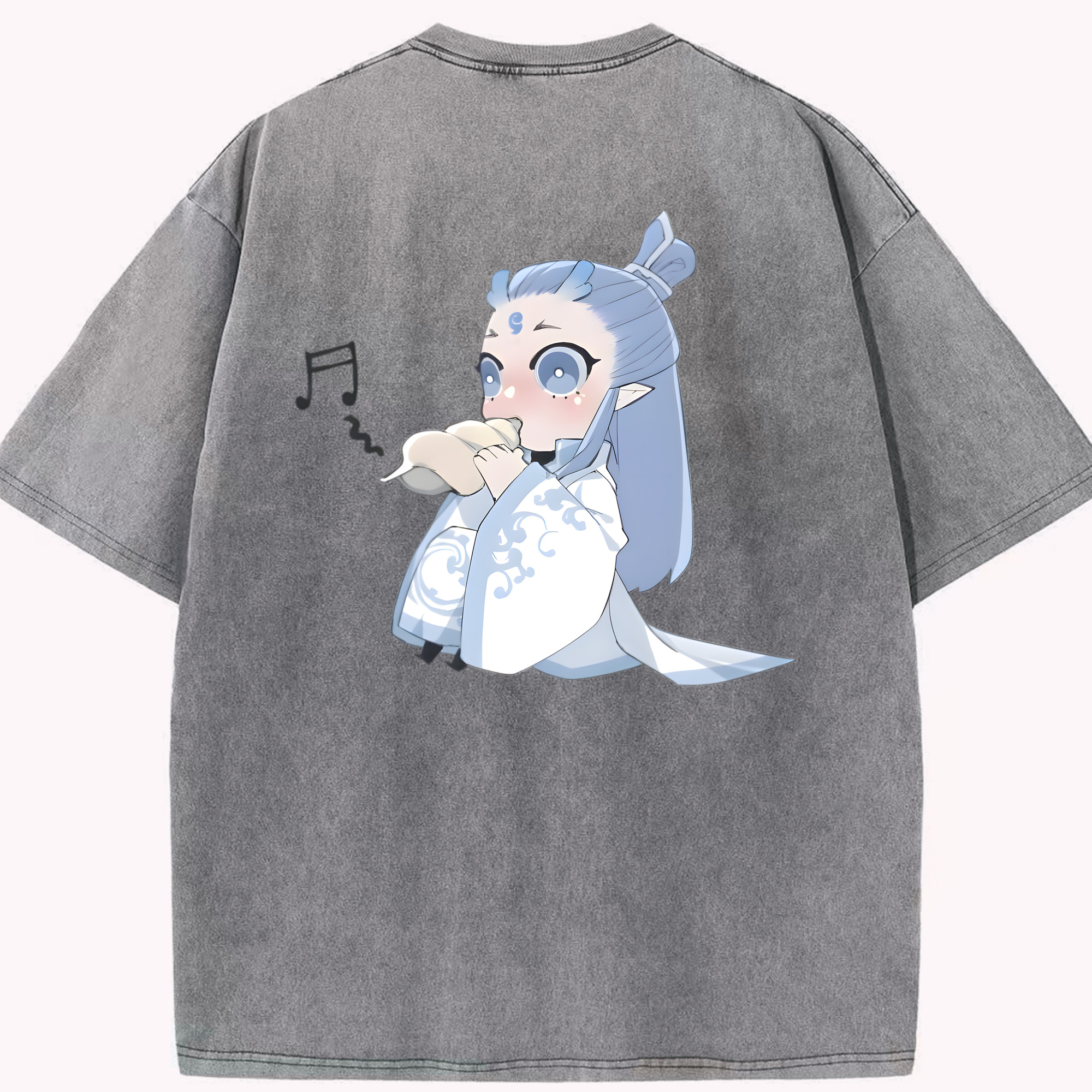 （画像用） Ne Zha 2 ナタ 魔童の大暴れ 綿100% ヴィンテージ風 半袖Tシャツ（背面プリント）