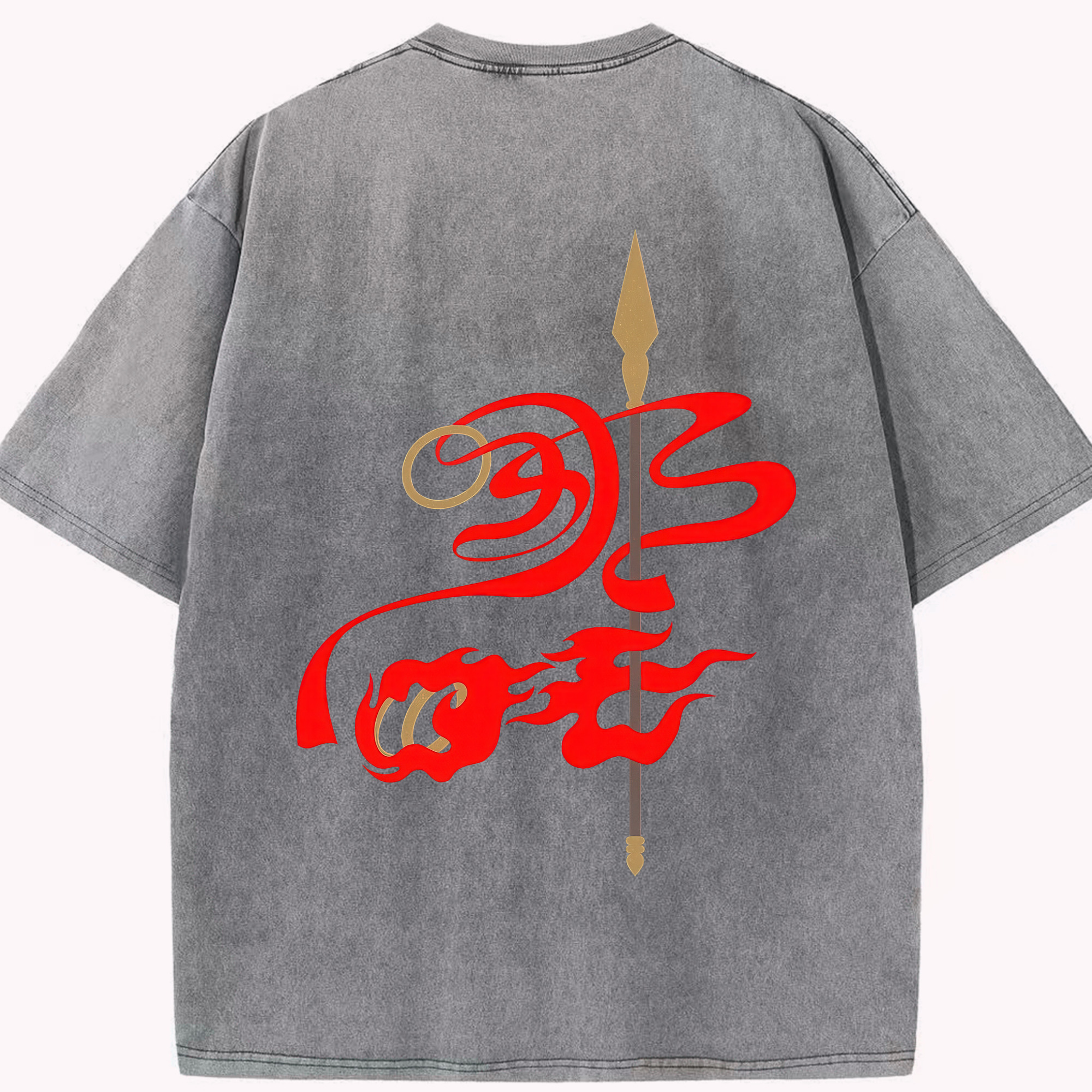（画像用） Ne Zha 2 ナタ 魔童の大暴れ 綿100% ヴィンテージ風 半袖Tシャツ（背面プリント）