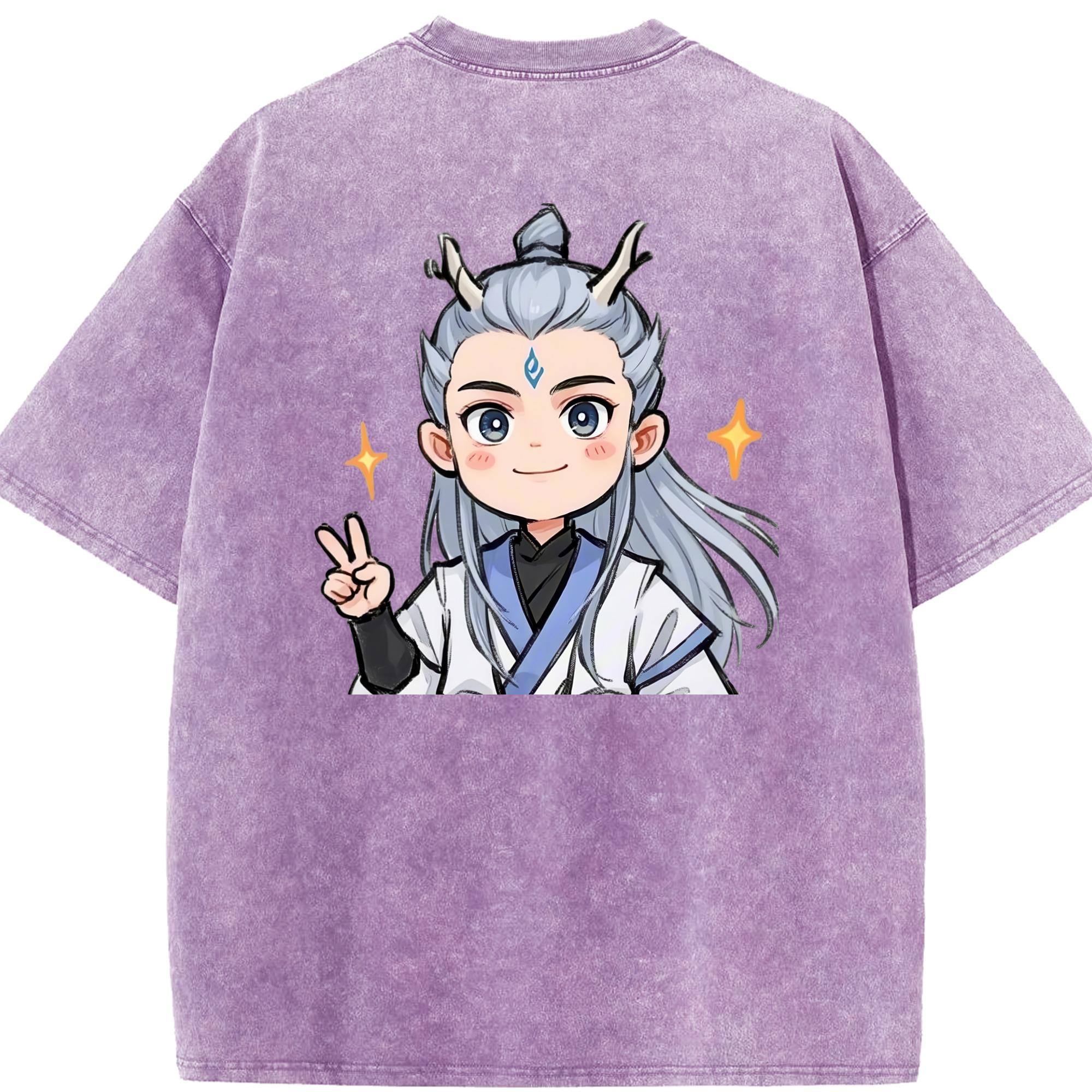 （画像用） Ne Zha 2 ナタ 魔童の大暴れ 綿100% ヴィンテージ風 半袖Tシャツ（背面プリント）