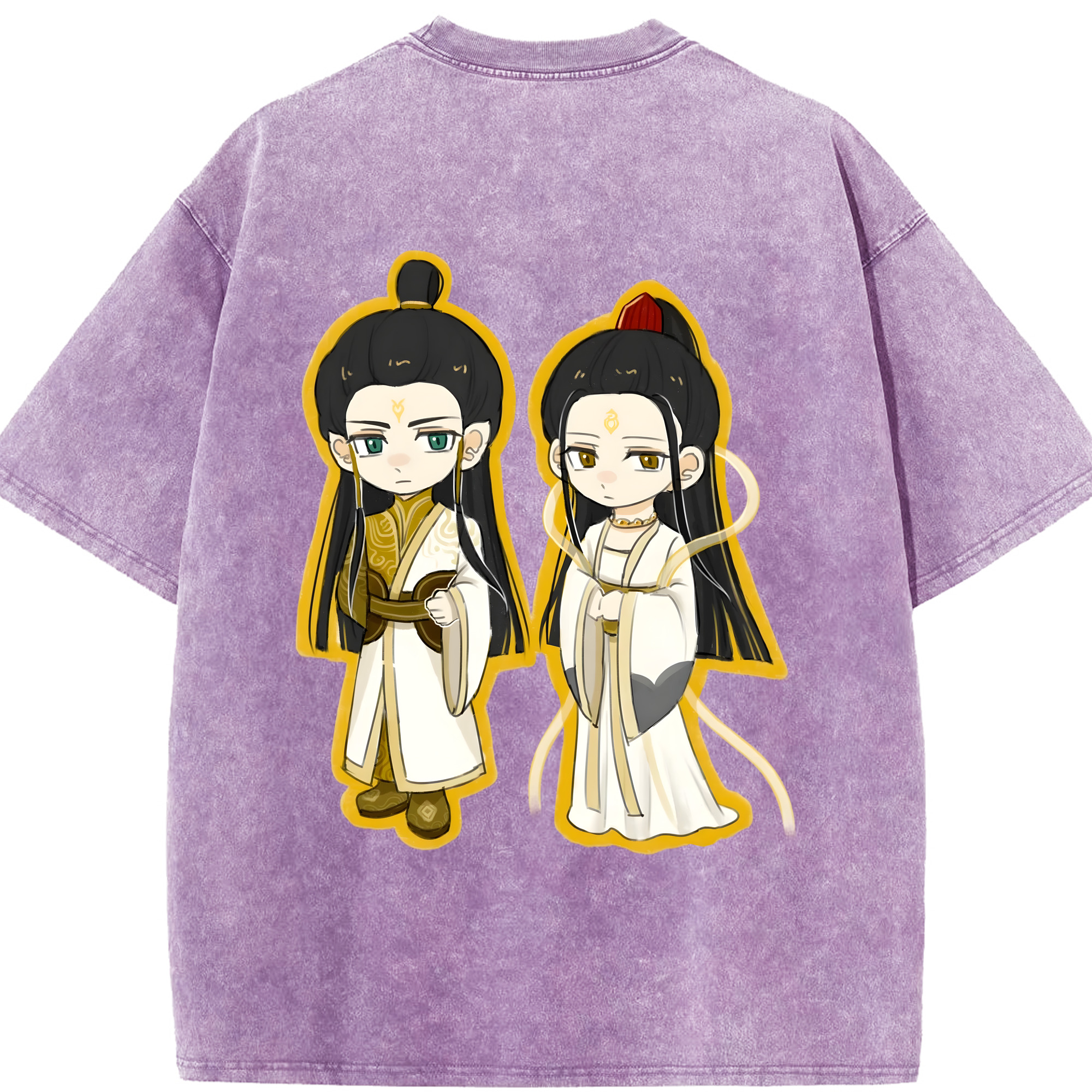 （画像用） Ne Zha 2 ナタ 魔童の大暴れ 綿100% ヴィンテージ風 半袖Tシャツ（背面プリント）