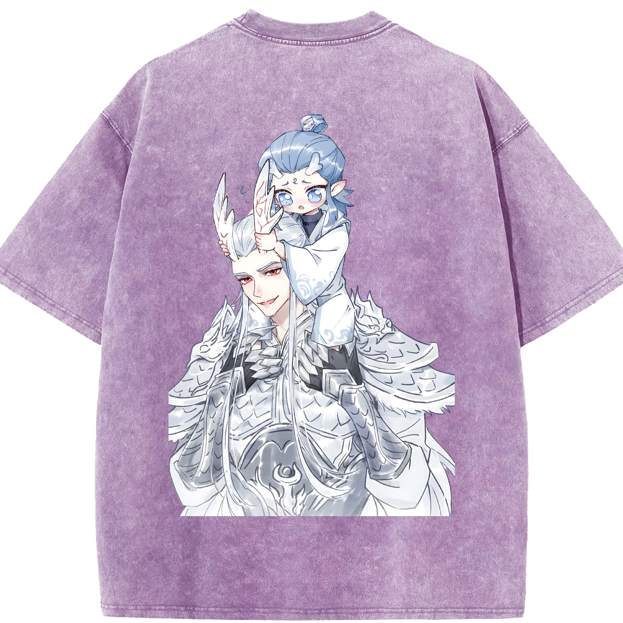 （画像用） Ne Zha 2 ナタ 魔童の大暴れ 綿100% ヴィンテージ風 半袖Tシャツ（背面プリント）